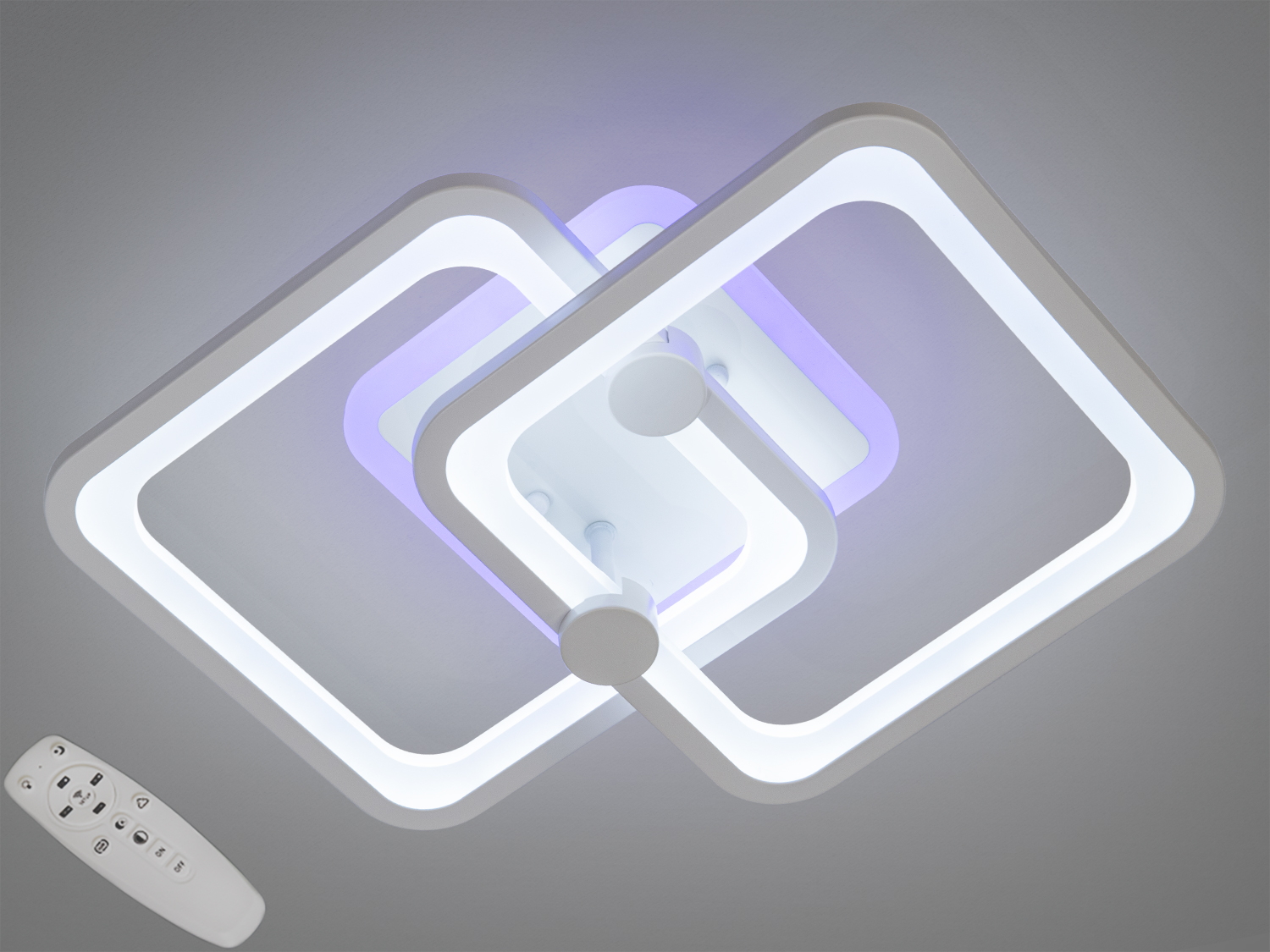 Світлодіодна люстра 8060 з пультом та димером 55W у білому кольорі. Ідеальний вибір для сучасного інтер′єру з функцією регулювання яскравості та кольору.