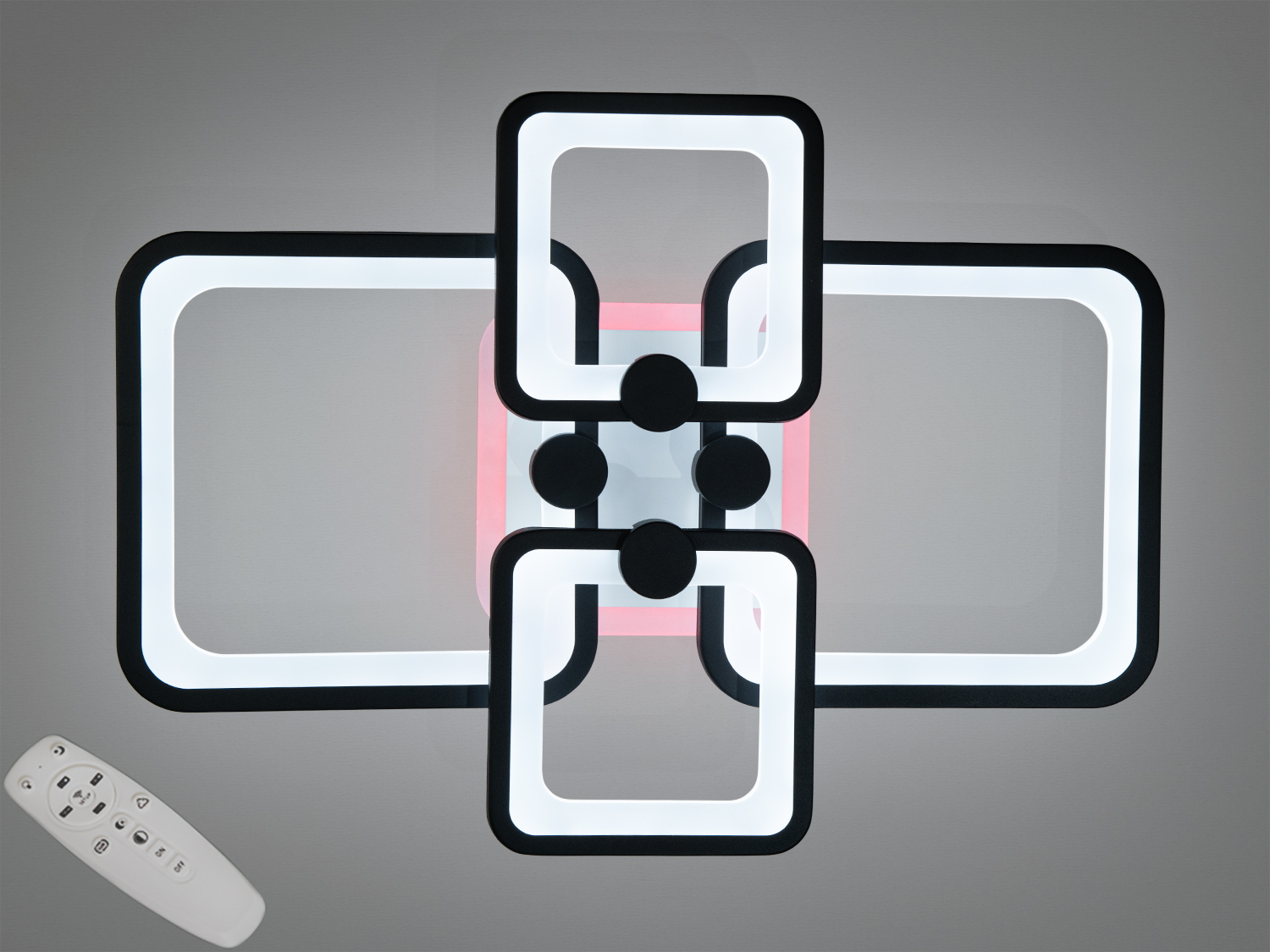 Чорна світлодіодна люстра серії 8060 з диммером і пультом, потужність 76W. Ідеальне рішення для сучасних інтер′єрів.