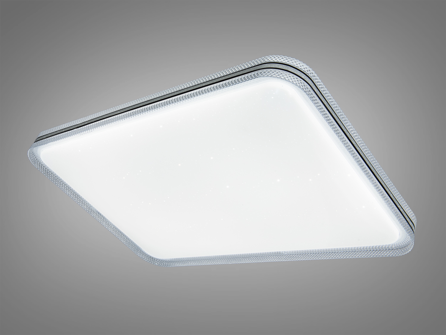 Квадратна LED панель 94 Вт з чорною вставкою для кімнат до 16 м². Рівномірне світло, накладний монтаж, керування звичайним настінним вимикачем.