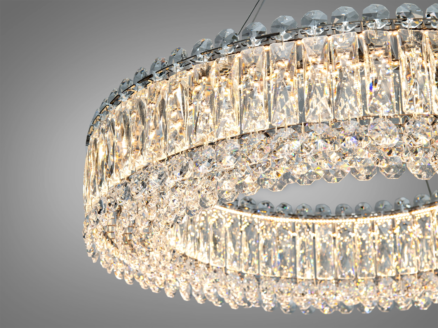 Люстра кришталева LED підвісна хром 55Вт до 10м²