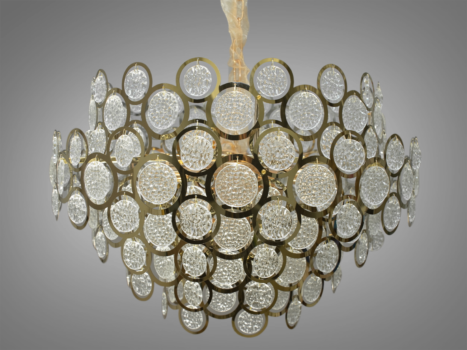 Перлина колекції 2024 року, вражаюча люстра підвіс з круглими скляними елементами типу 