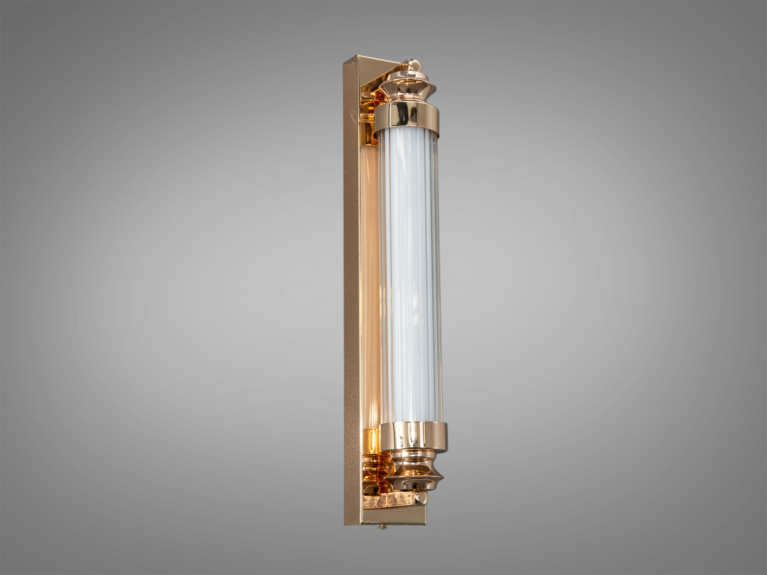 Світильник з акриловими трубками, що створюють ефект бульбашок, та латунною основою. Підходить для ванної кімнати.