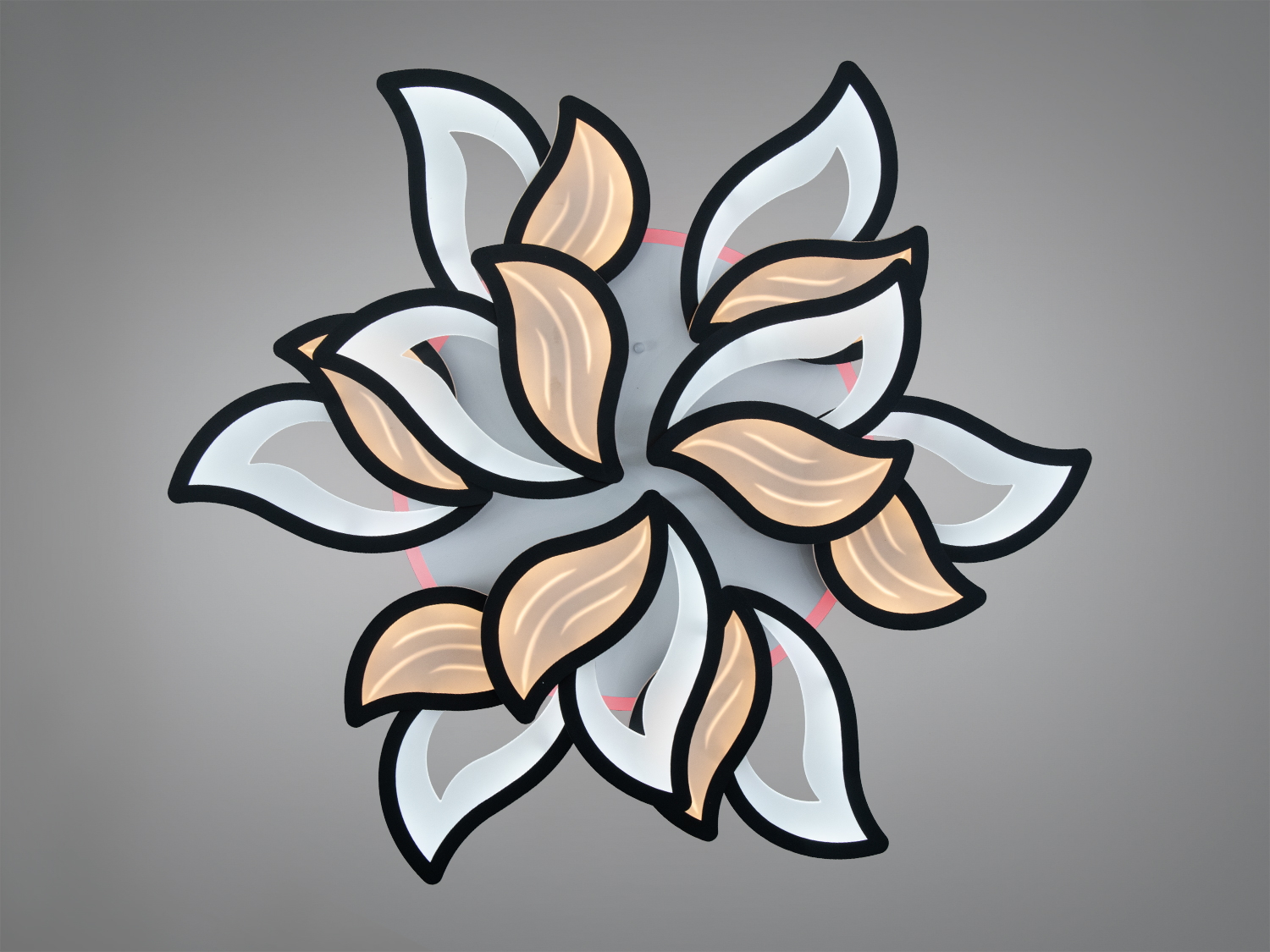 Стельовий світильник з пелюстками, що створює м′яке освітлення, ідеальний для вітальні.