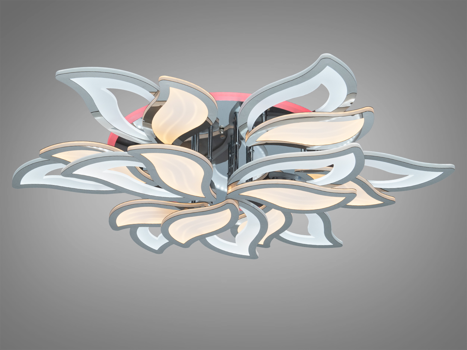 Стельова LED люстра квітка хром 225Вт пульт 40м²