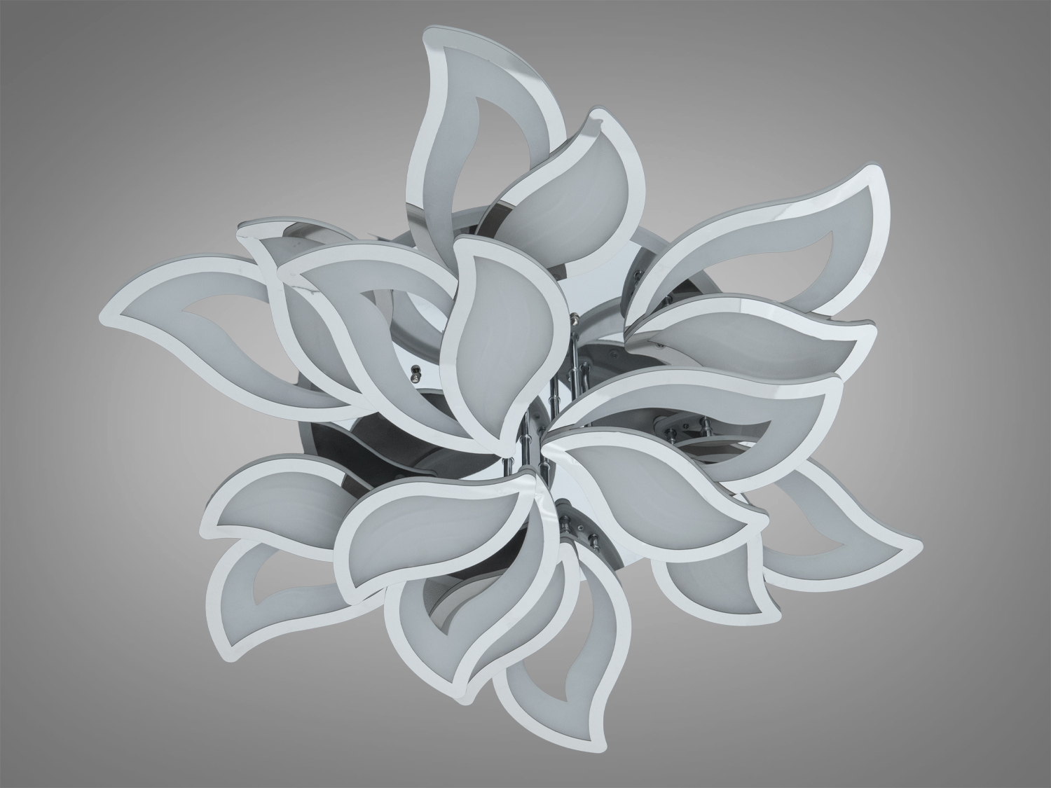 Стельова LED люстра квітка хром 225Вт пульт 40м²