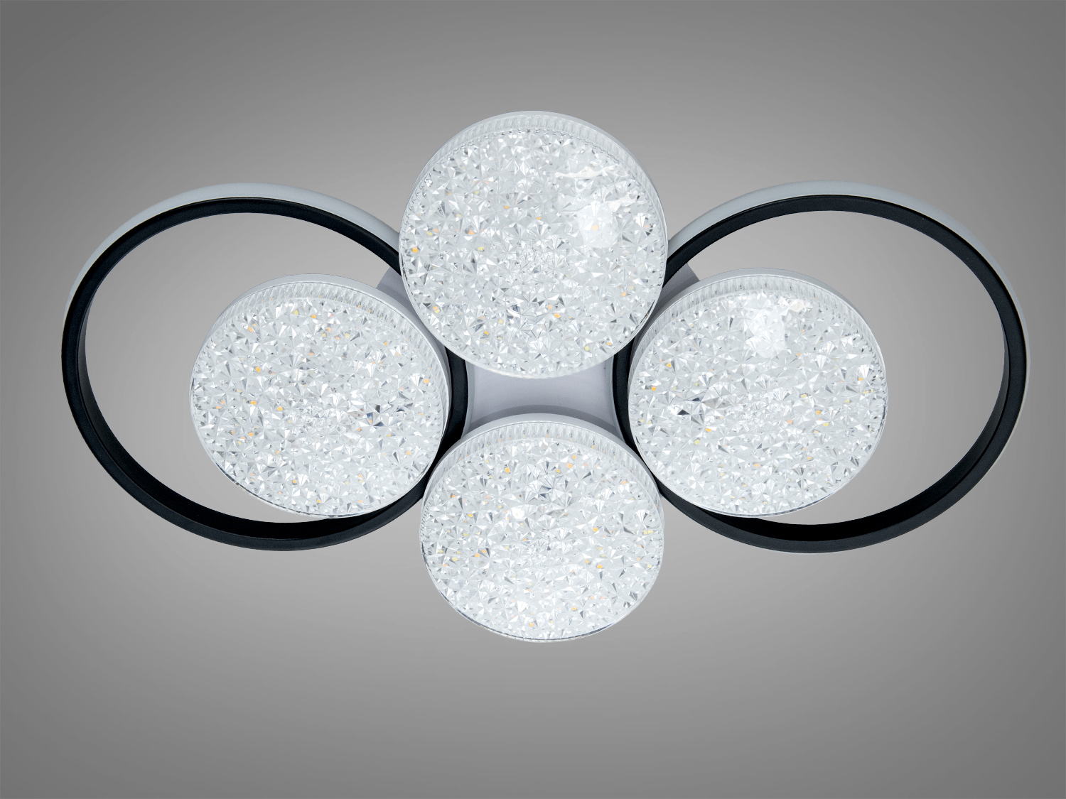 Стельова LED люстра чорна 4+2 з пультом 81 Вт CCT