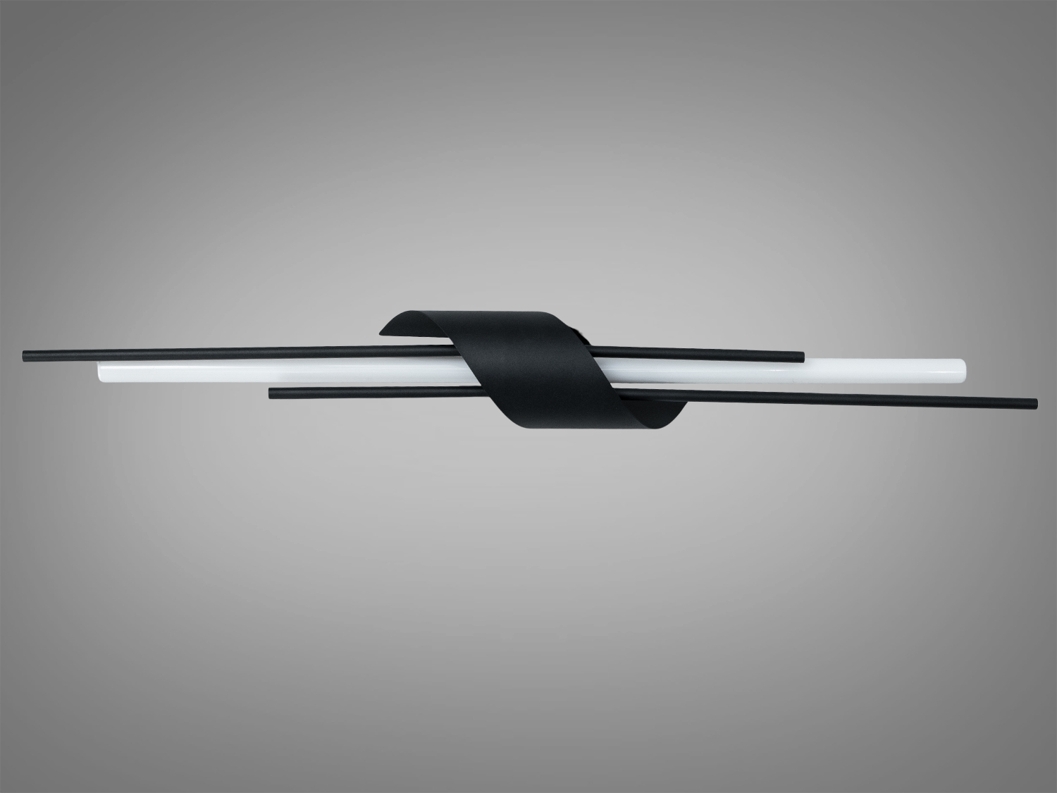 Світильник настінний з металевим корпусом чорного кольору, оснащений акриловою LED трубкою. Підходить для мінімалістичних просторів.