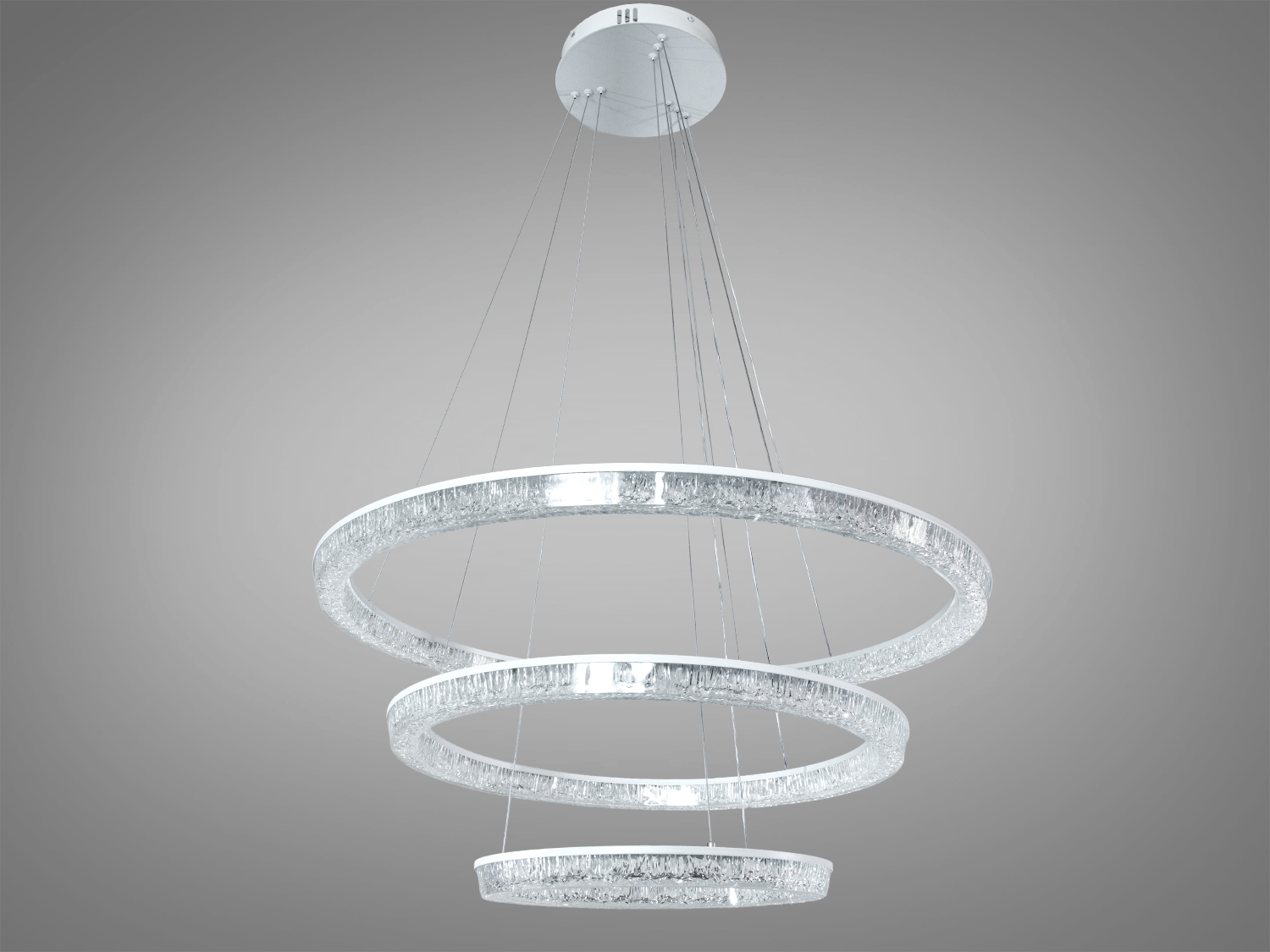 Підвісна LED люстра біла 3 кільця 148Вт