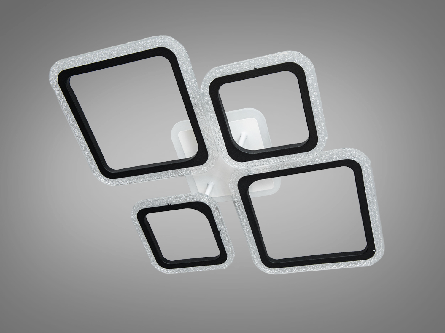 LED люстра 4 квадрати чорна димер пульт