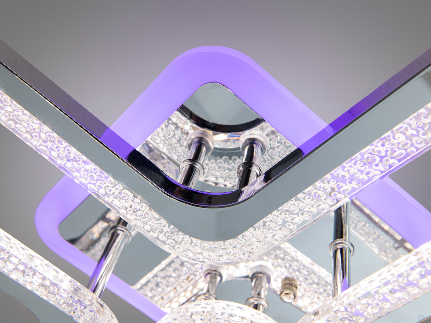 LED люстра стельова 4 модулі хром пульт димер