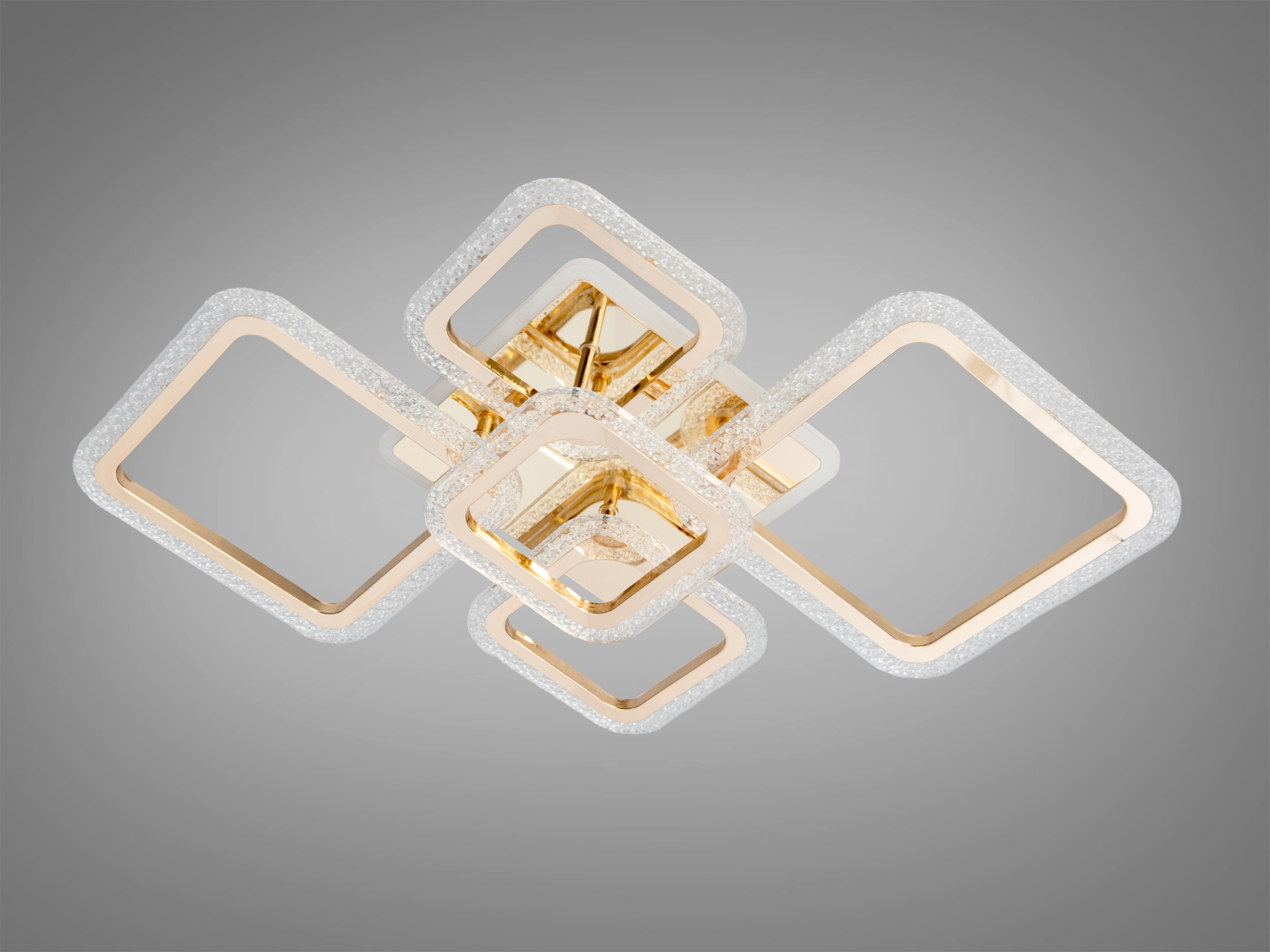 Стельова LED люстра золото димер 85 Вт 5 квадратів