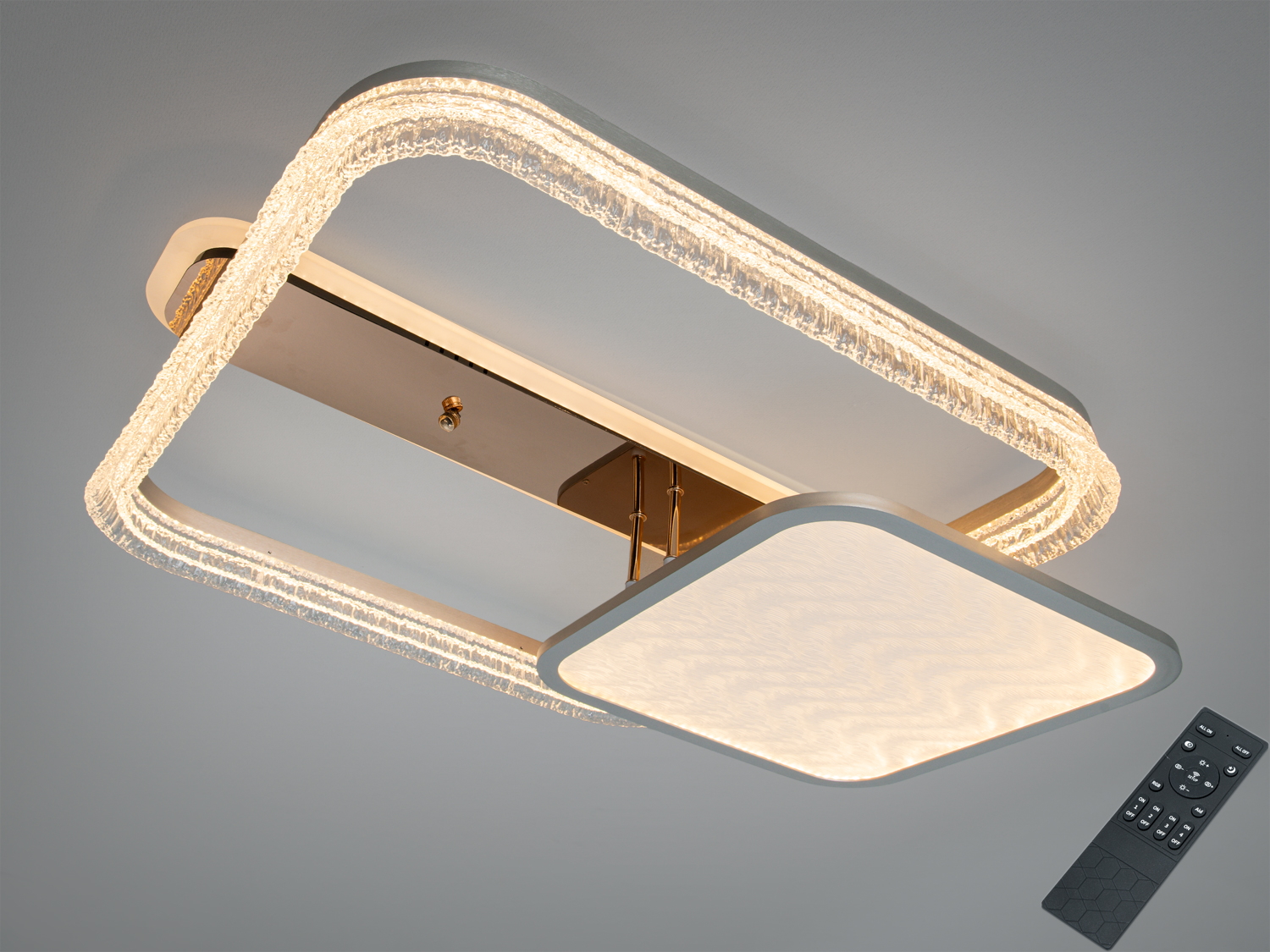 Світлодіодна стельова лампа прямокутної форми з дистанційним управлінням, ідеальна для сучасного інтер′єру.