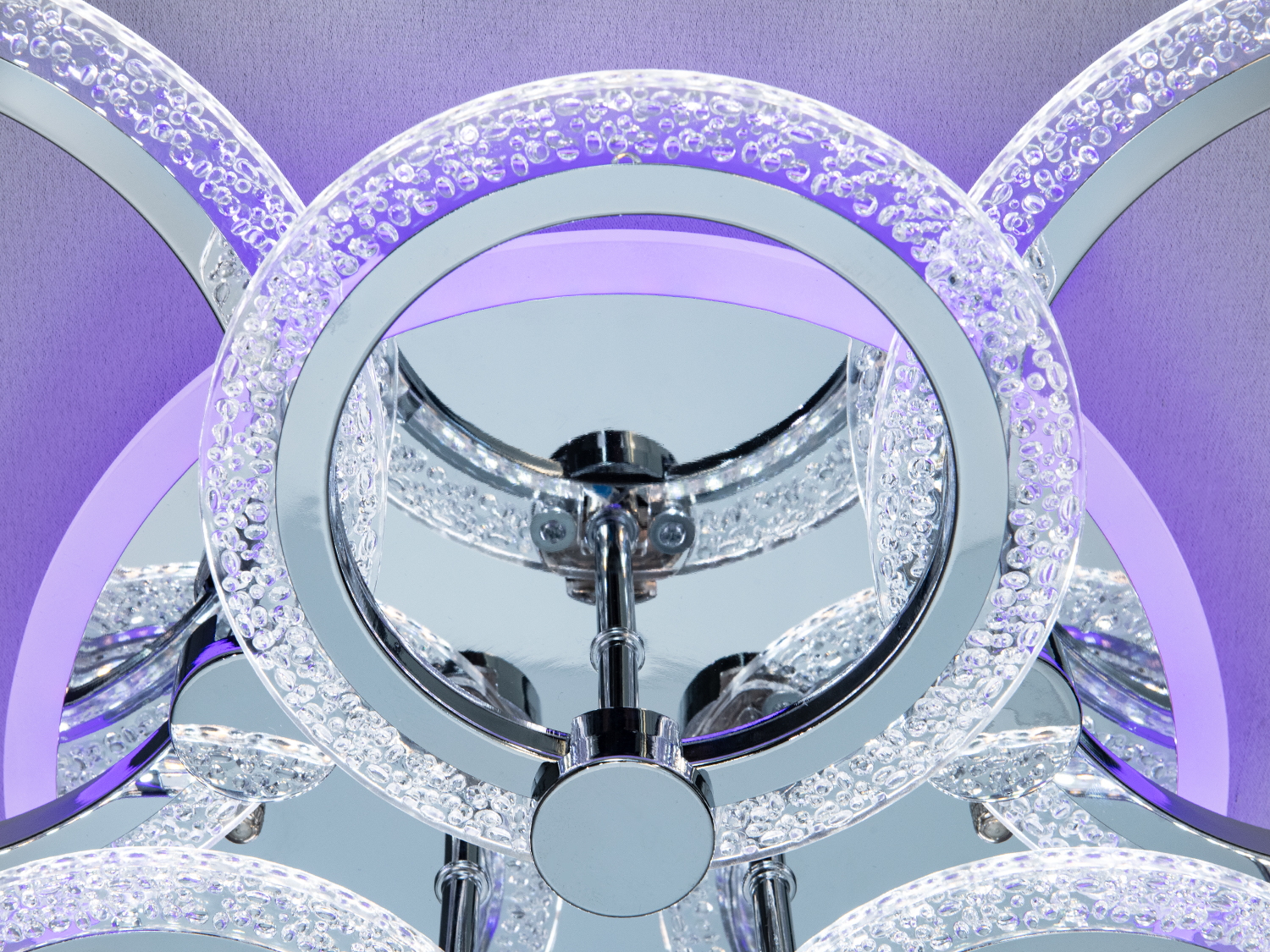 Стельова люстра Diasha хром 6 кілець 90 Вт ПДУ