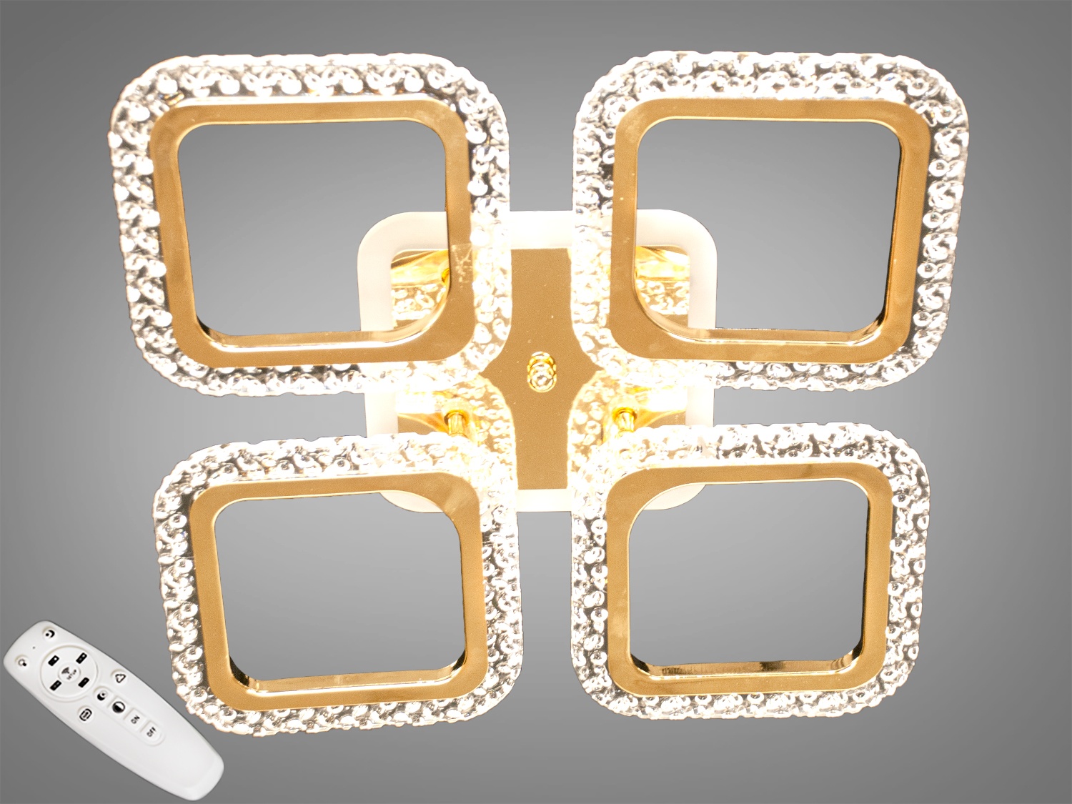 Зустрічайте найхітовішу модель у хромованому виконанні.
Світлодіодна люстра має кілька режимів: холодний 6400К, нейтральний 4500К, теплий 2700К, синє LED підсвічування, суміщений режим - будь-яке основне світло плюс світлодіодне підсвічування - все залежить від вашого настрою.
Стельовий світильник має електронний димер, що дозволяє регулювати яскравість люстри від 5% до 100% за допомогою пульта, що постачається разом із люстрою.
На додаток до стандартних режимів світлодіодної люстри, доданий режим кольорового підсвічування. Люстра здатна наповнити кімнату приємним кольоровим переливом &ndash; за 2 хвилини в режимі підсвічування люстра проходить всі кольори веселки. Світлодіодні люстри цієї серії стали ідеальним світильником у дитячу. Відсутність скляних частин і припотолочное компонування люстри дозволяє пережити їй будь-які дитячі веселощі, а приємне кольорове світло можна сміливо залишати як нічник.
Люстра світить яскраво, але не сліпить за рахунок матеріалу акрилу, до того ж цей матеріал дуже міцний його важко пошкодити.
Легка вага, невелика висота, оригінальний дизайн із хромованими частинами, пульт, димер, додаткове підсвічування &ndash; вам обов'язково сподобаються наші люстри.