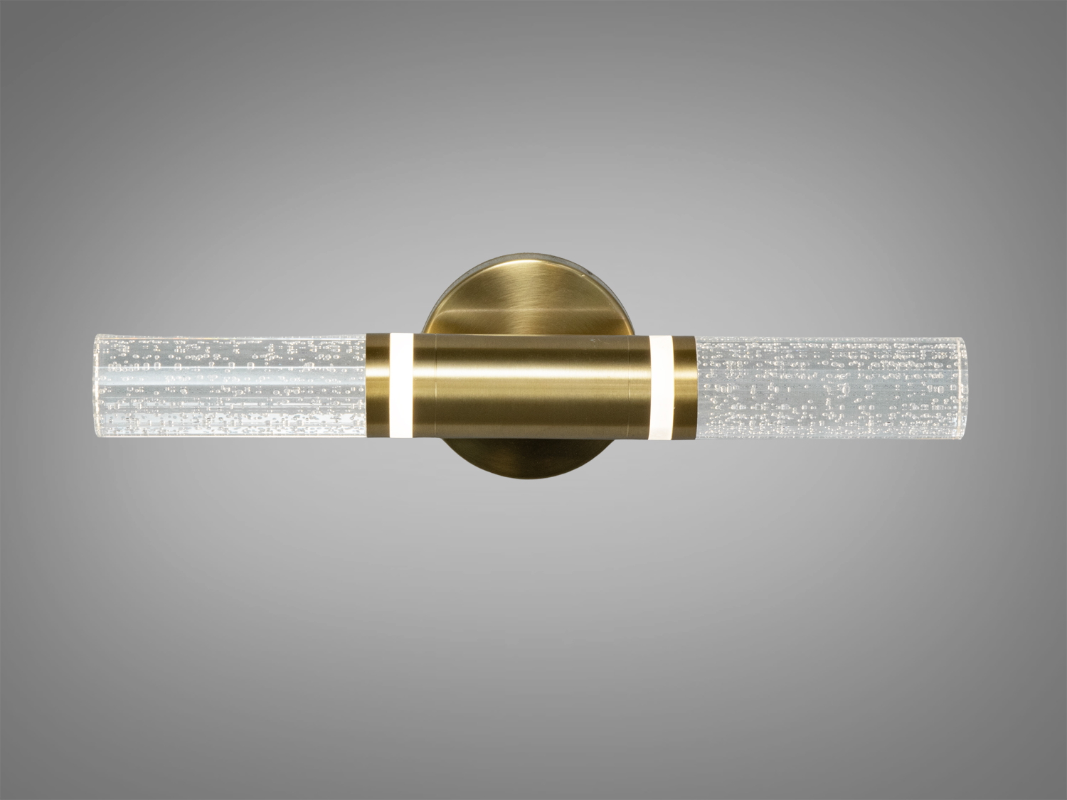 Горизонтальний світильник з акриловими трубками, наповненими бульбашками, для м′якого освітлення. Бронзова основа підходить для сучасних інтер′єрів.