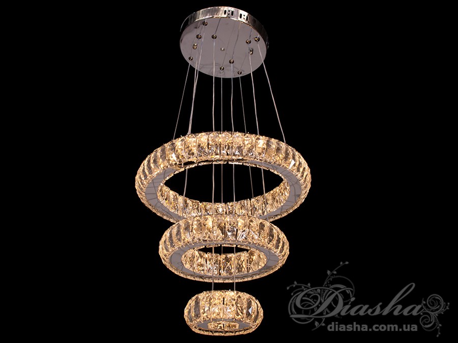 Кришталева світлодіодна люстра-підвіс, 50W