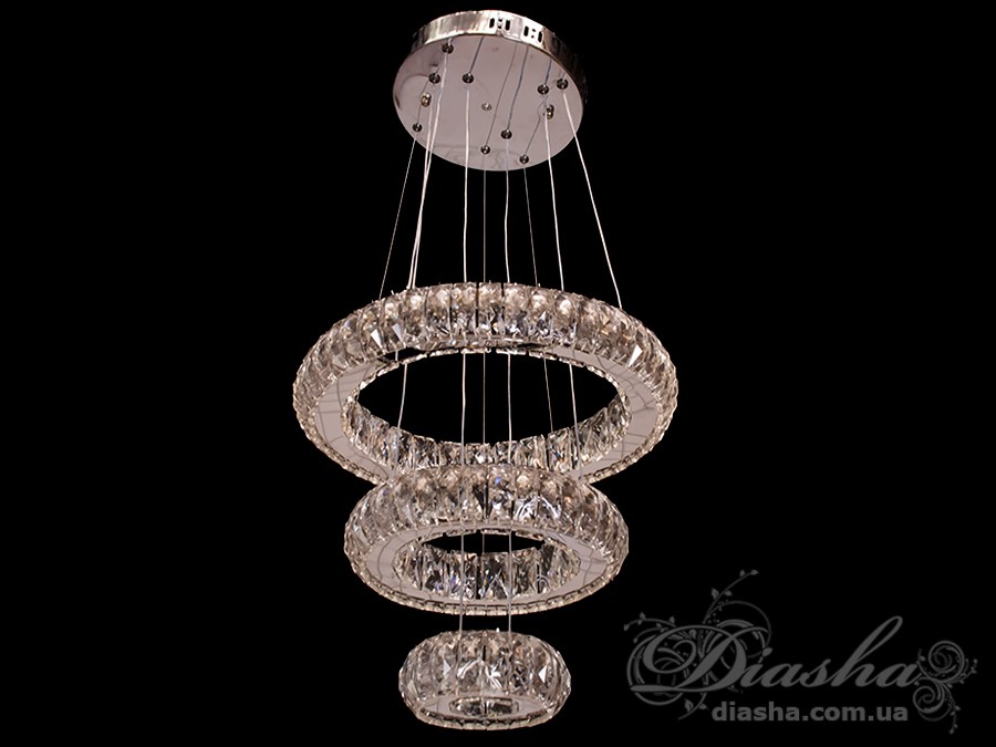 Кришталева світлодіодна люстра-підвіс, 50W