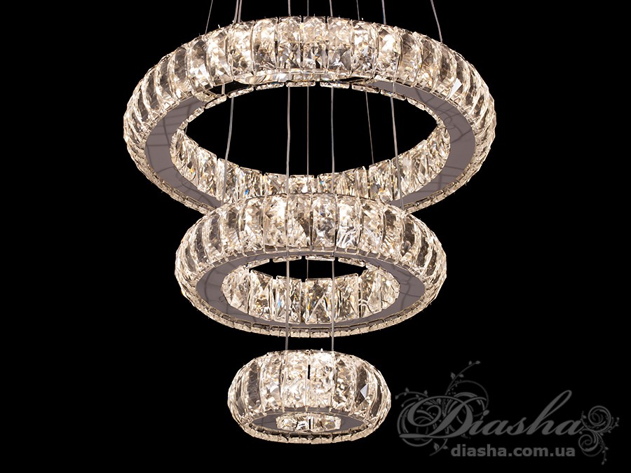 Кришталева світлодіодна люстра-підвіс, 50W