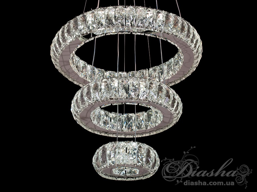 Кришталева світлодіодна люстра-підвіс, 50W