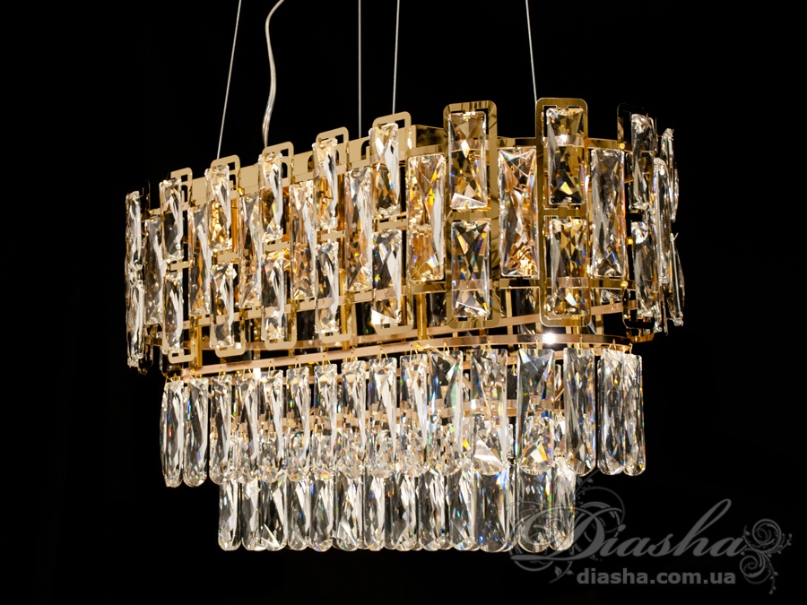 Хрустальная люстра овальной формы для гостиной