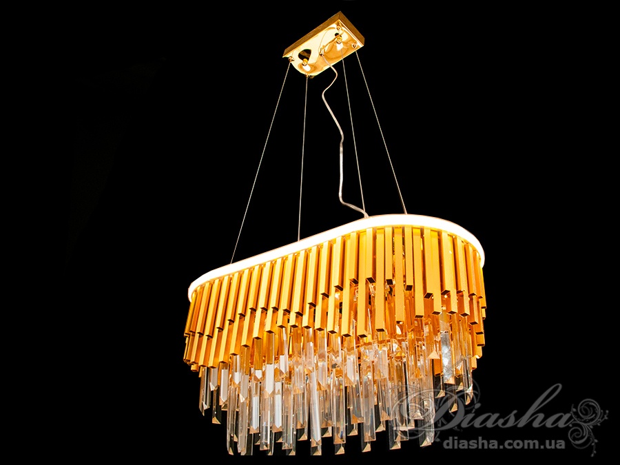 Хрустальная люстра овальной формы для гостиной со встроенной светодиодной подсветкой 55Вт