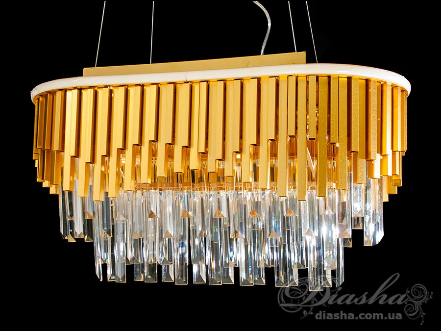 Хрустальная люстра овальной формы для гостиной со встроенной светодиодной подсветкой 55Вт