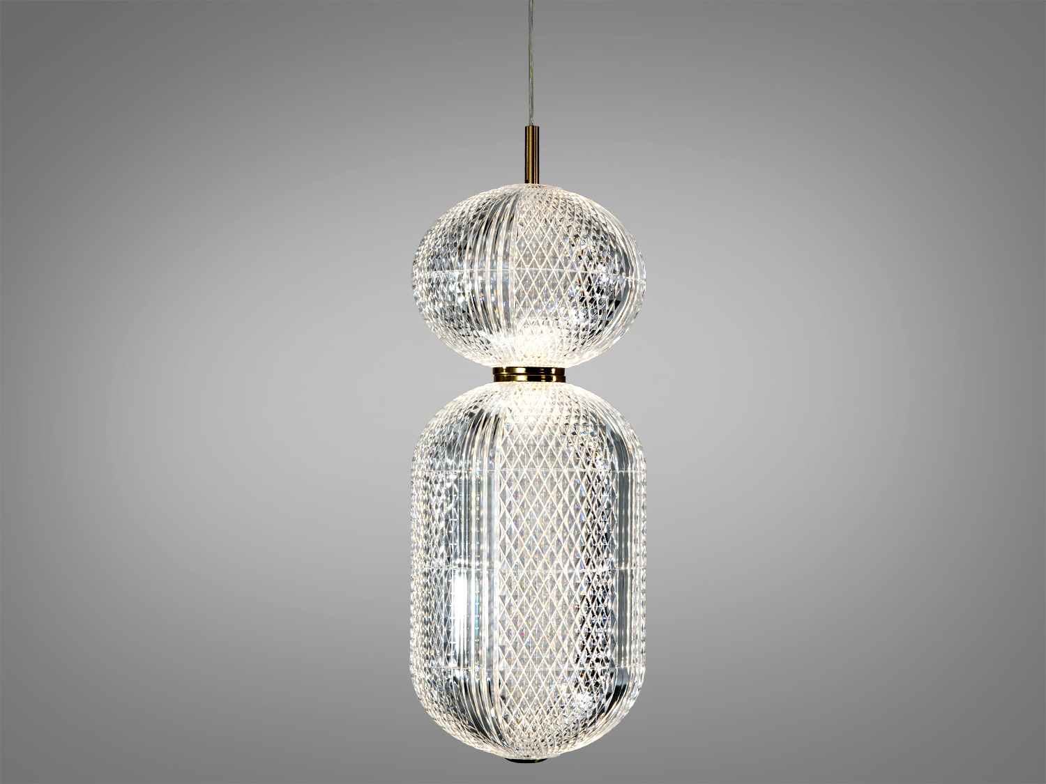 Підвісний світильник з прозорим склом, що підкреслює витонченість дизайну, підходить для кухні.