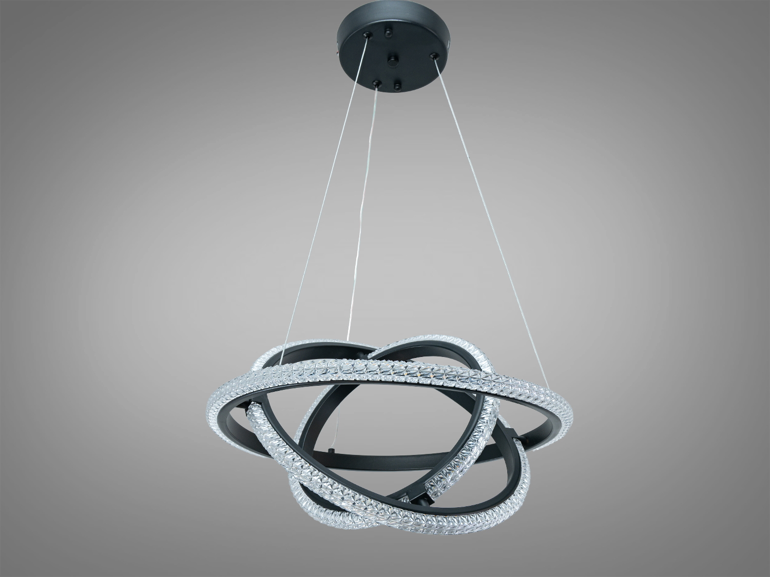 Підвісна LED люстра кільця біла 46W пульт 3 тони