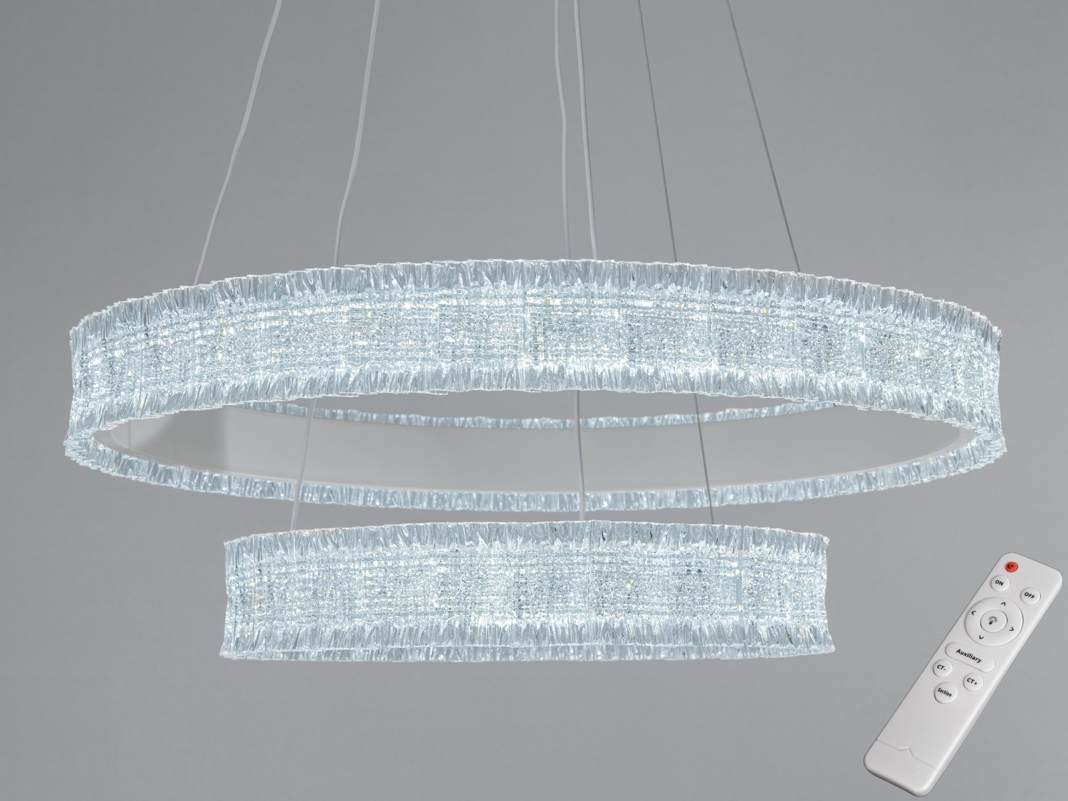 Підвісна LED люстра Diasha чорна 140W пульт кільця