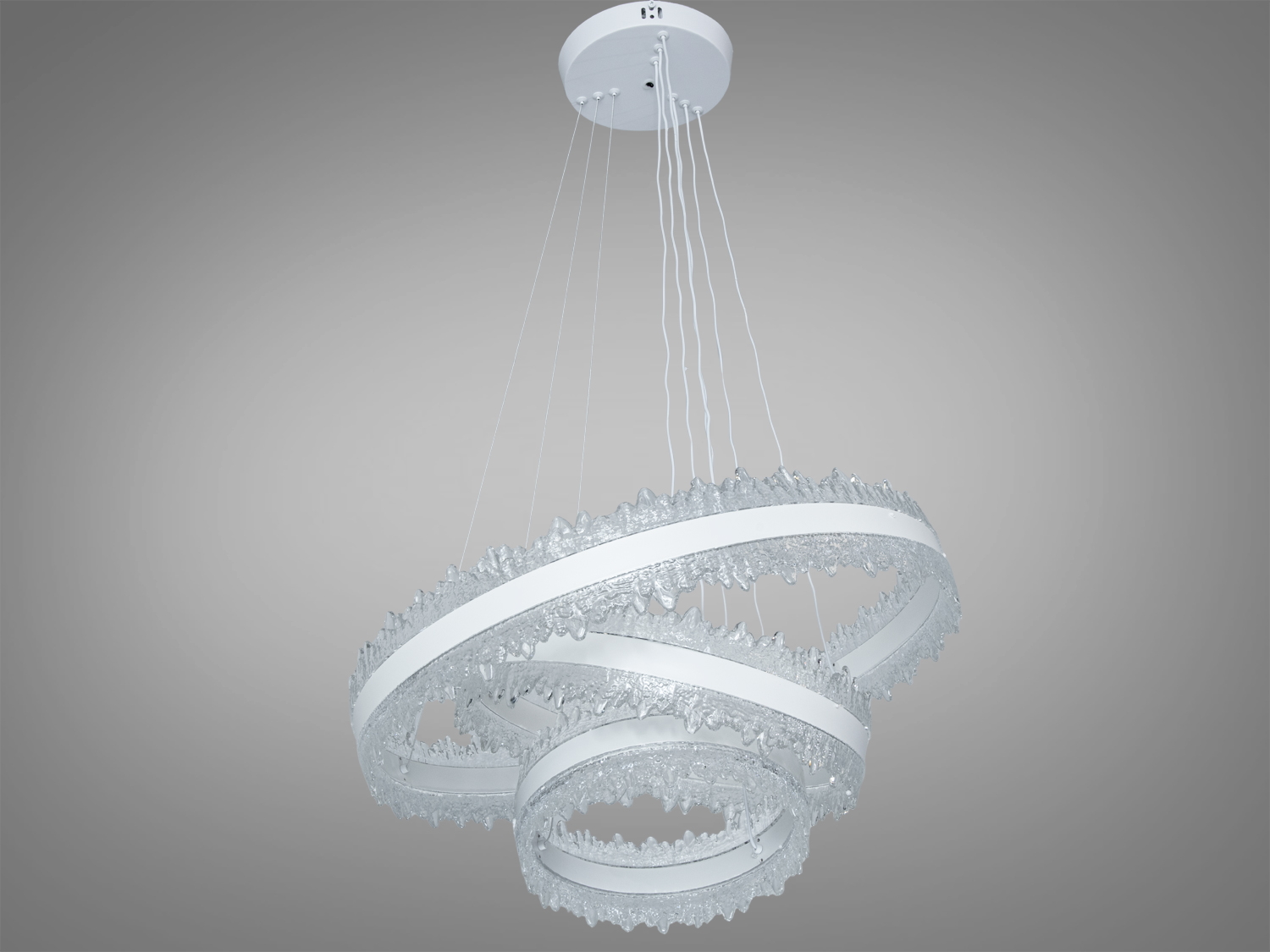 Світлодіодна підвісна люстра 3 кільця 185 Вт біла