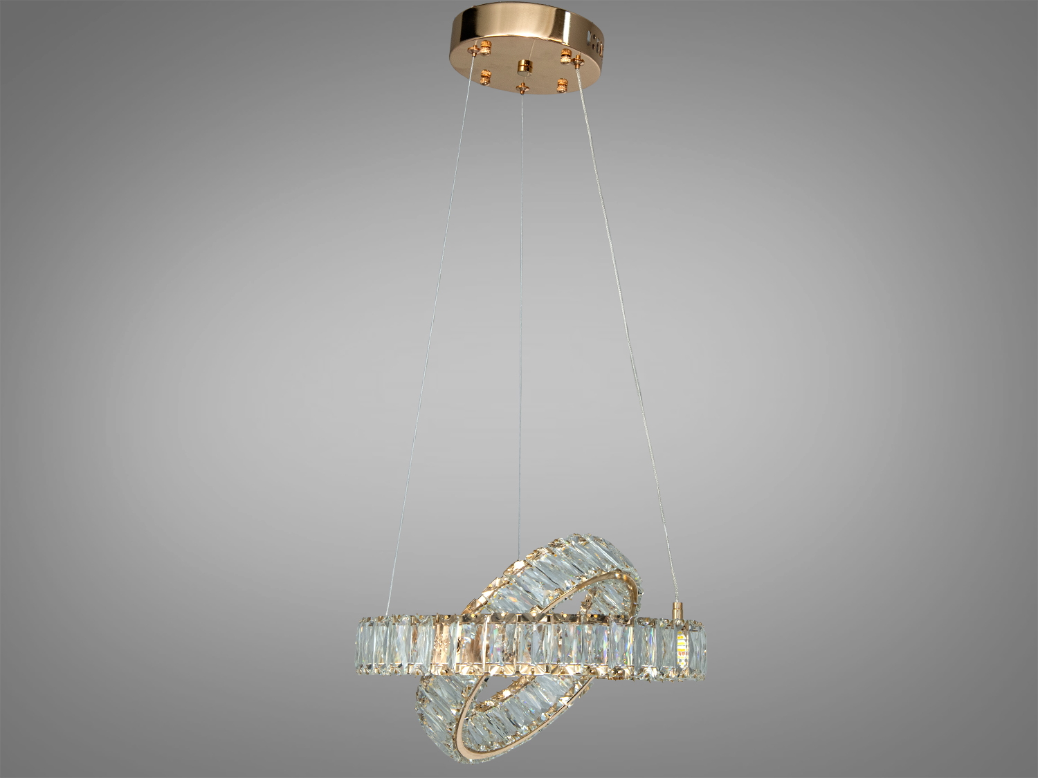 Люстра Diasha підвісна золото LED 50Вт 2 кільця