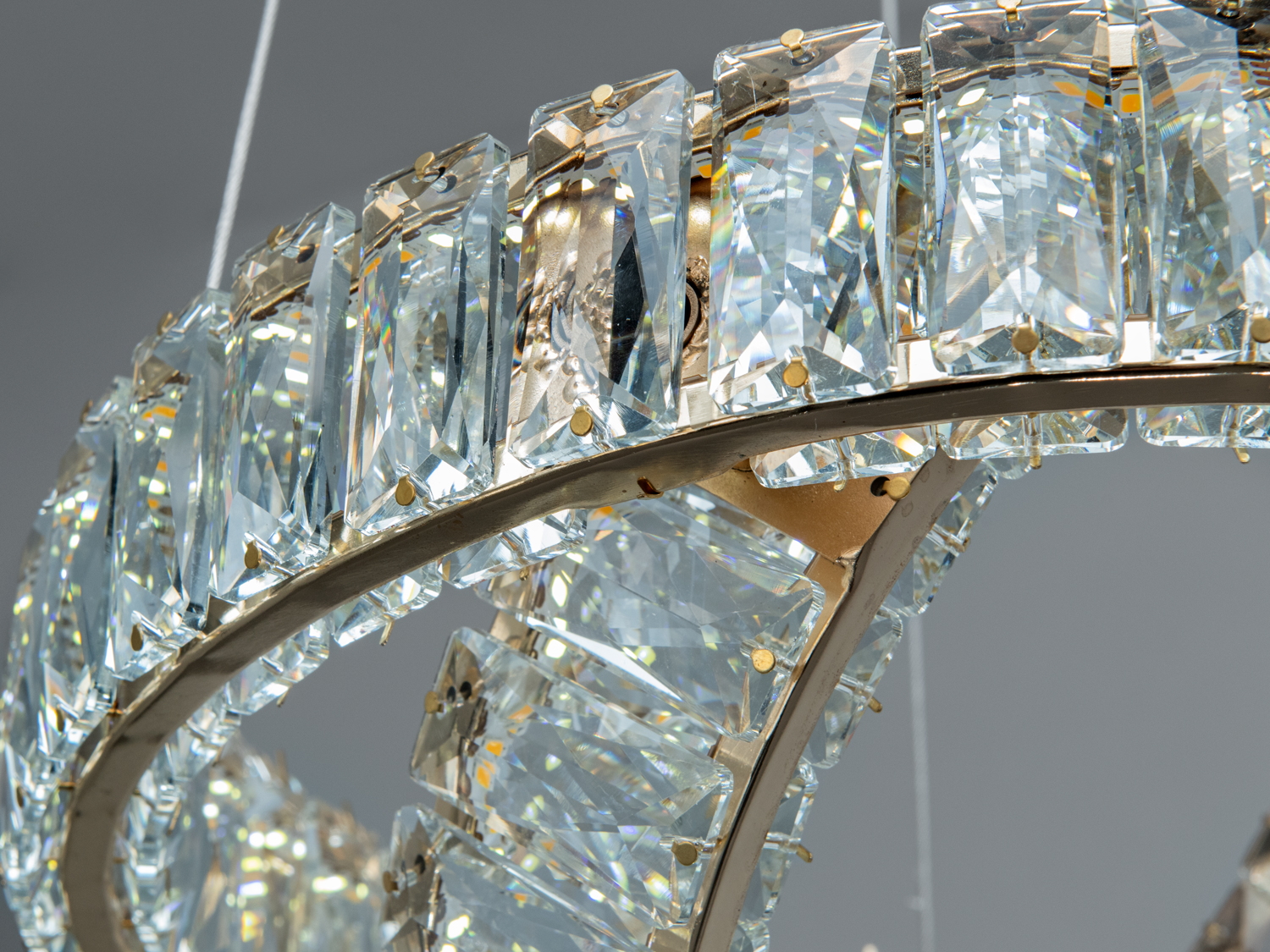 Люстра Diasha підвісна золото LED 50Вт 2 кільця