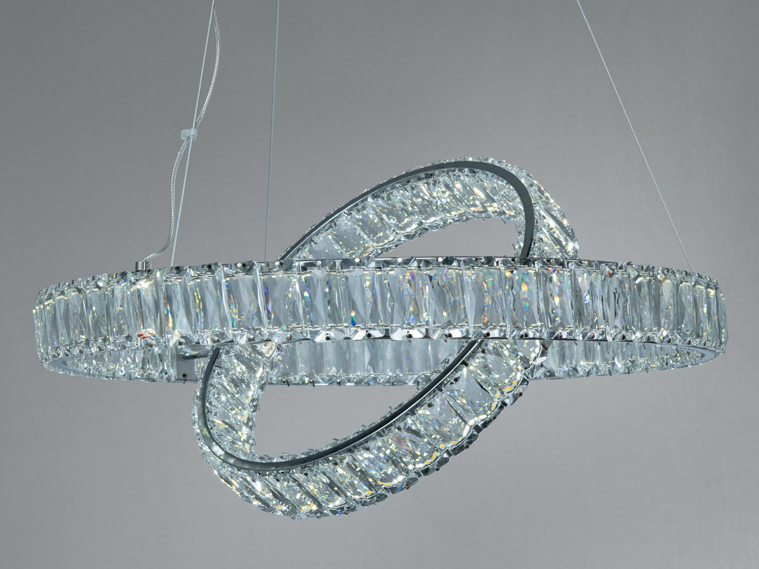 Світлодіодна люстра два кільця 88 Вт хром пульт