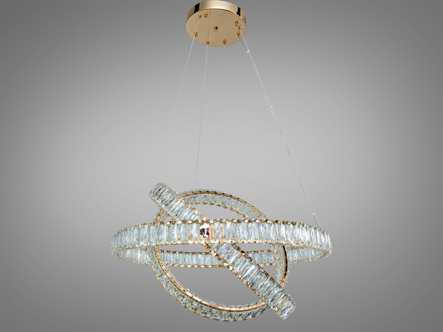 Світлодіодна люстра золото 3 кільця з пультом