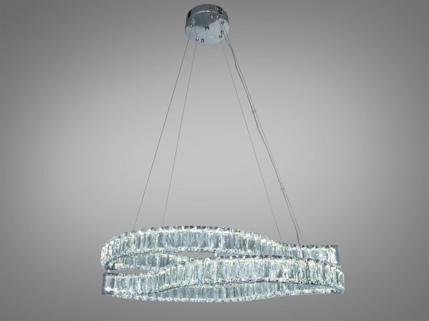 Люстра диодная подвесная D8920/600x400CH — светильник в хроме и стекле, эффектное освещение для интерьеров квартир в Днепре, мягкий рассеянный свет, современный дизайн.