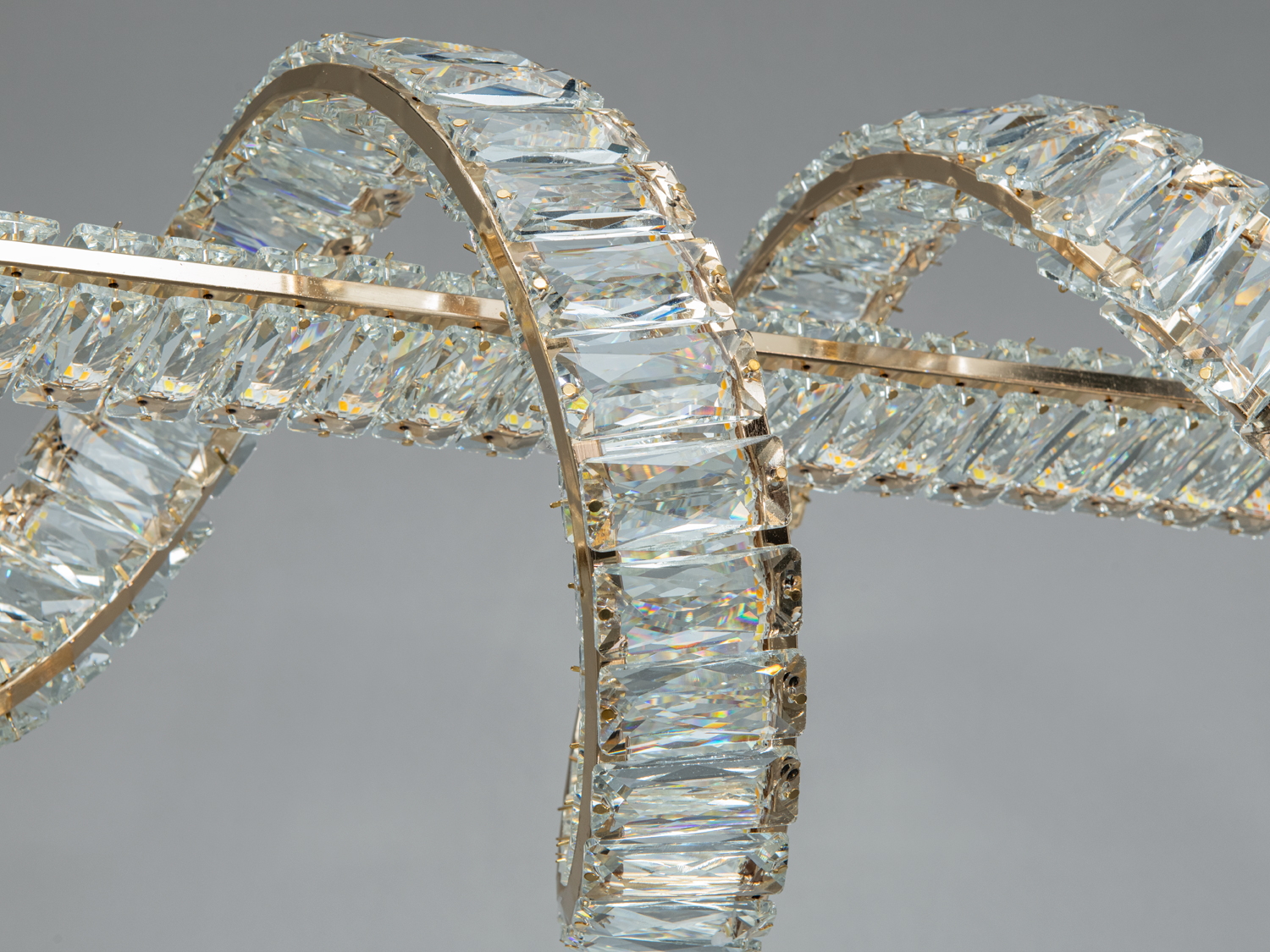 Підвісна LED люстра золото кришталь 68 Вт пульт