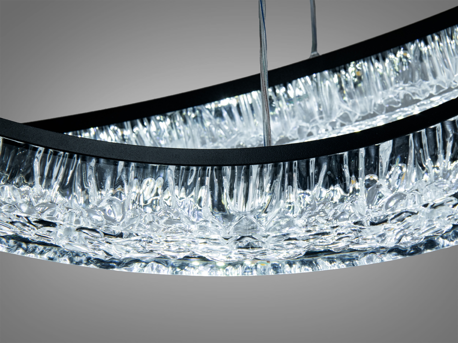 LED люстра підвісна 2 кільця 78Вт чорна з ПДУ