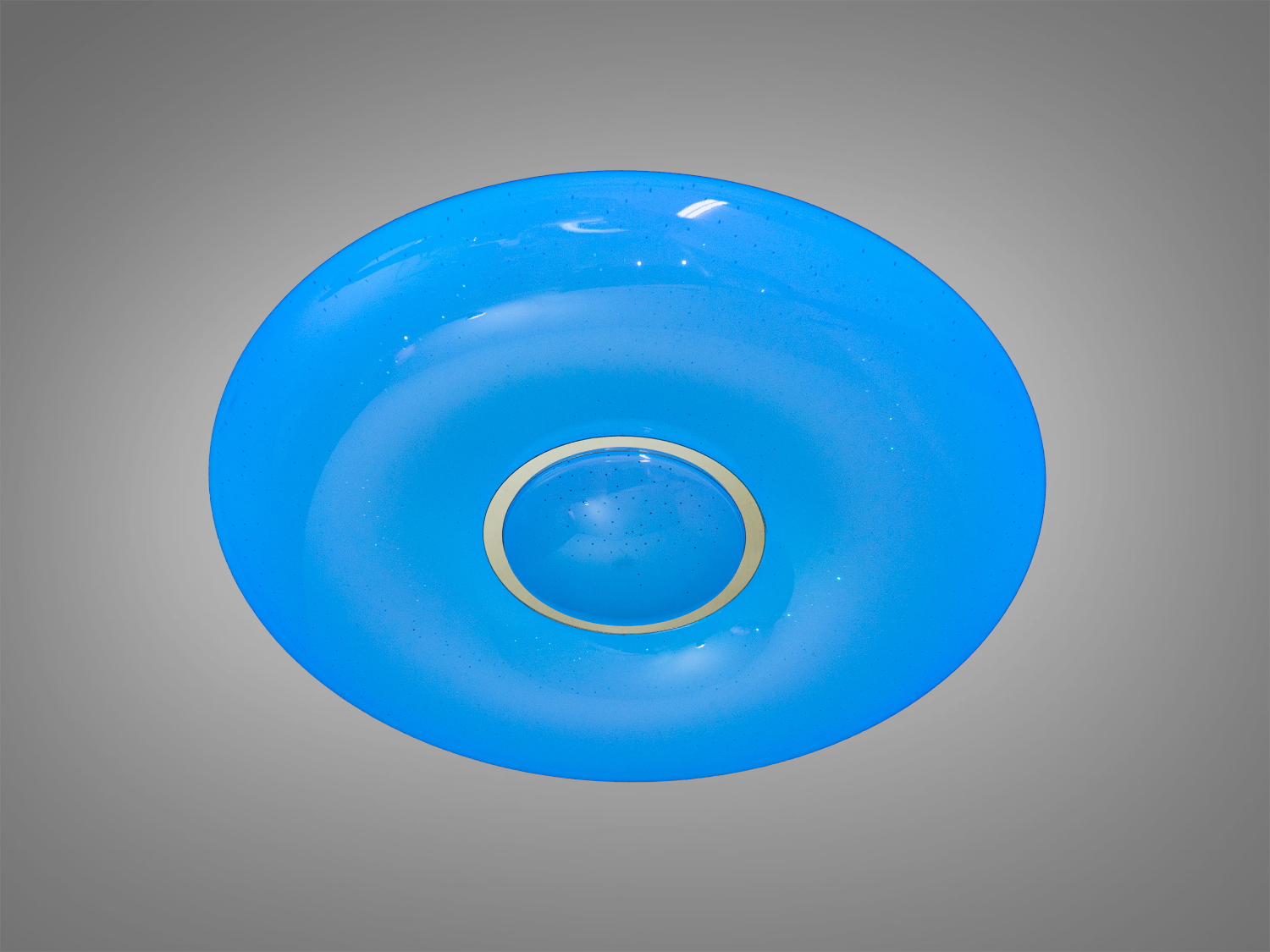 Світильник круглої форми з синім підсвічуванням. Призначений для стельового монтажу, має вбудований світлодіодний модуль.