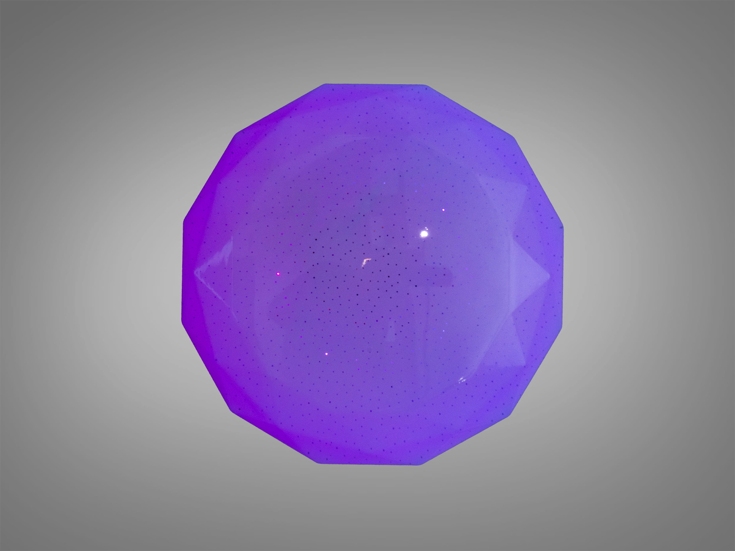 Фіолетовий багатокутний світильник, що підходить для сучасних інтер′єрів, створює атмосферне освітлення з можливістю зміни кольору.