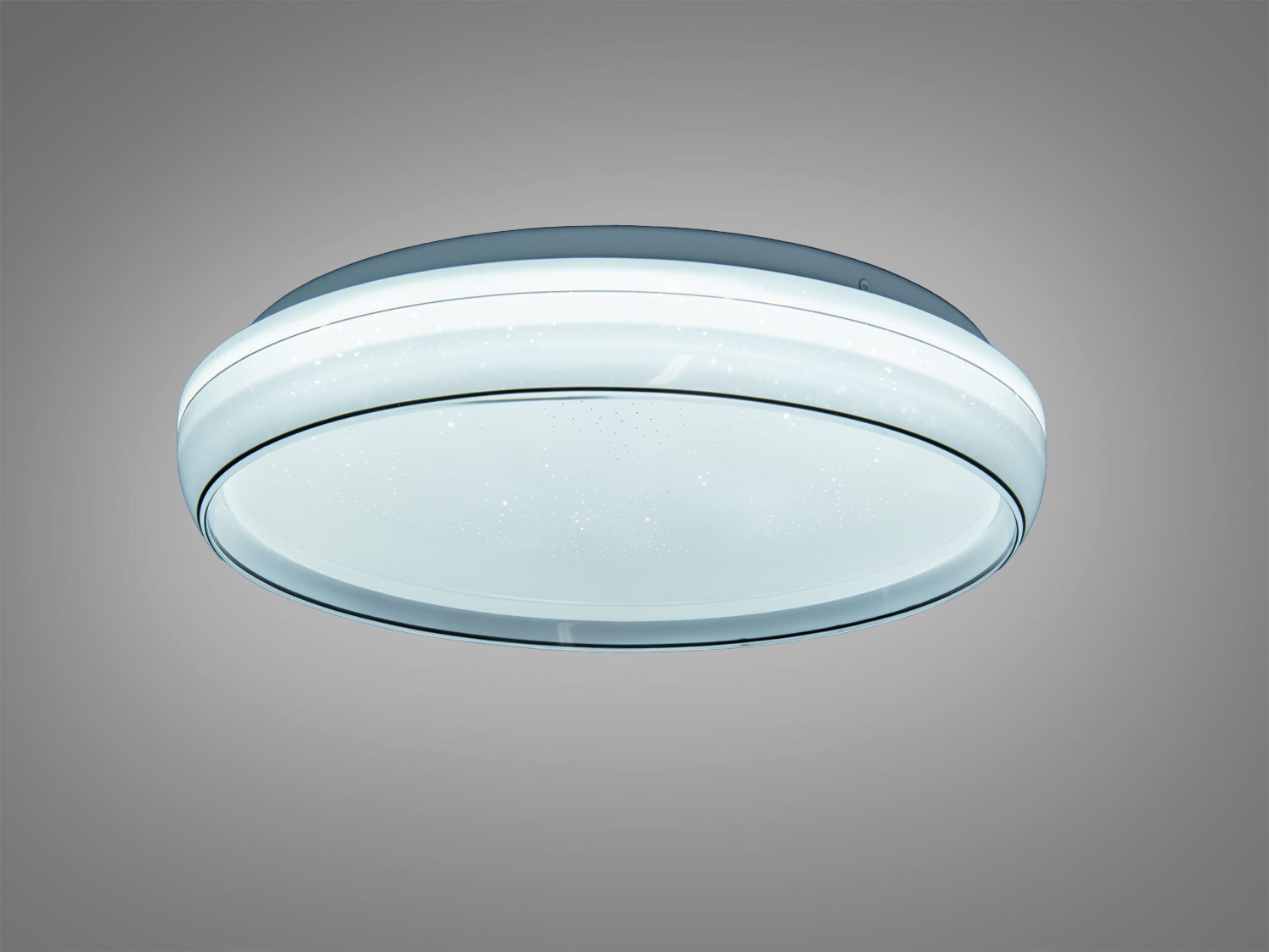 Біла стельова лампа з нейтральним світлом, ідеальна для офісних приміщень або робочих зон, забезпечує рівномірне освітлення.