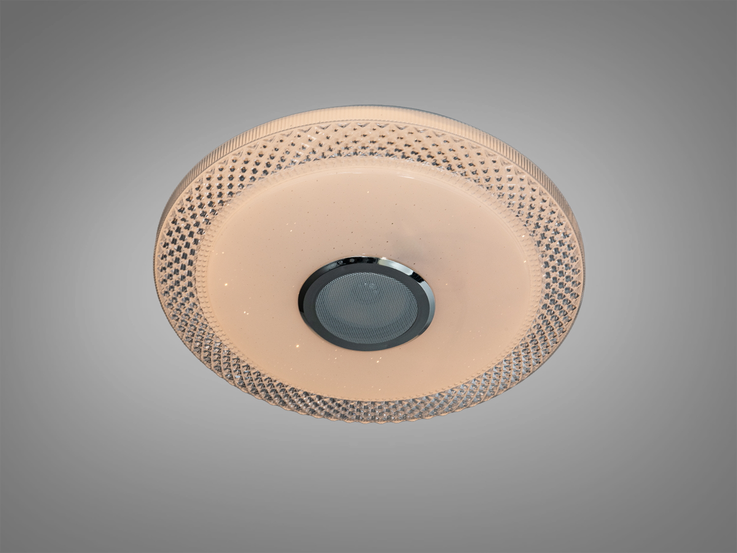 Стельовий світильник з теплим світлом, кругла форма, прозорий візерунок, ідеальний для затишних приміщень.