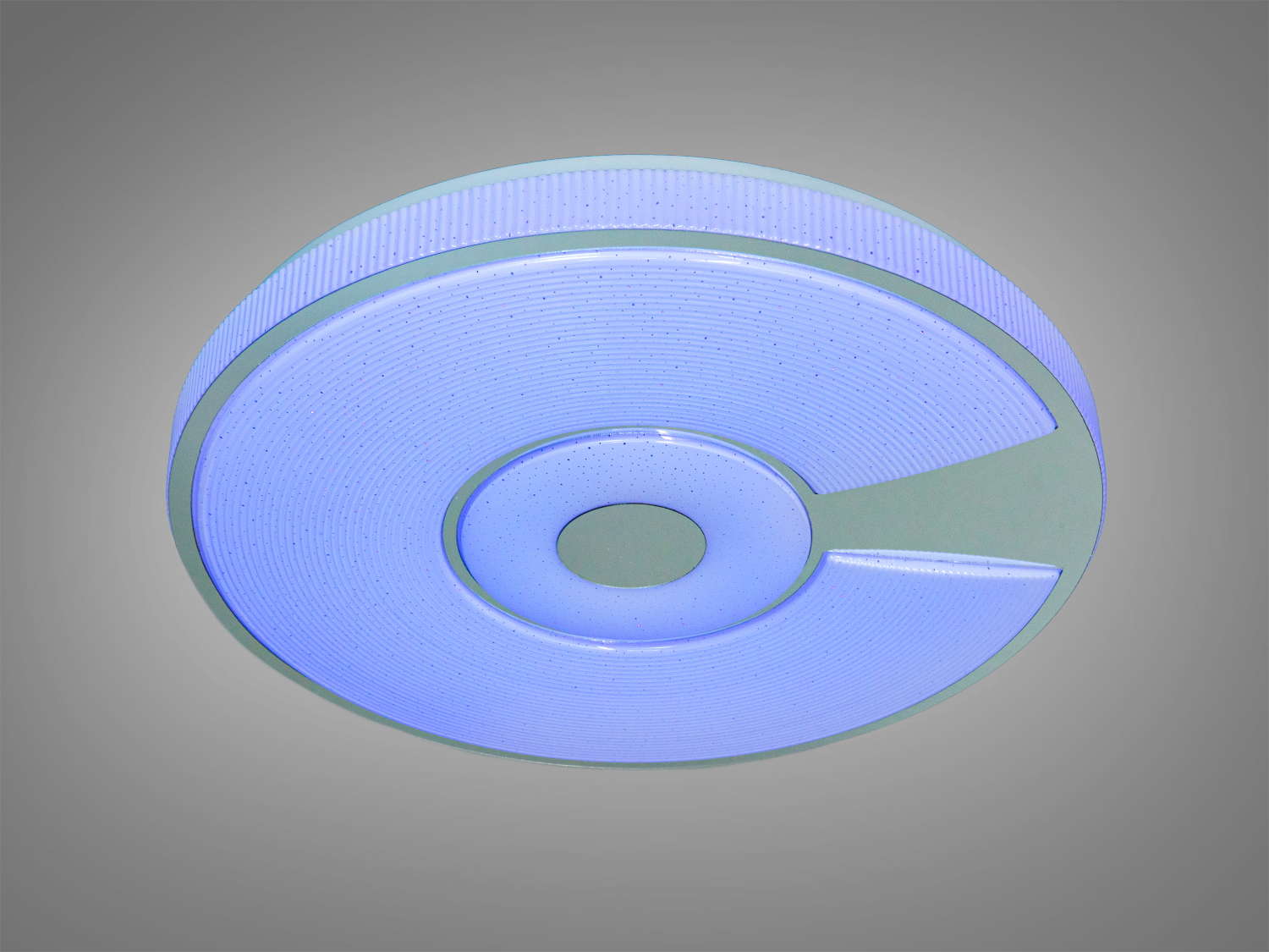 Стельова лампа з синім підсвічуванням, круглої форми. Ідеальна для створення затишної атмосфери в спальнях або вітальнях.