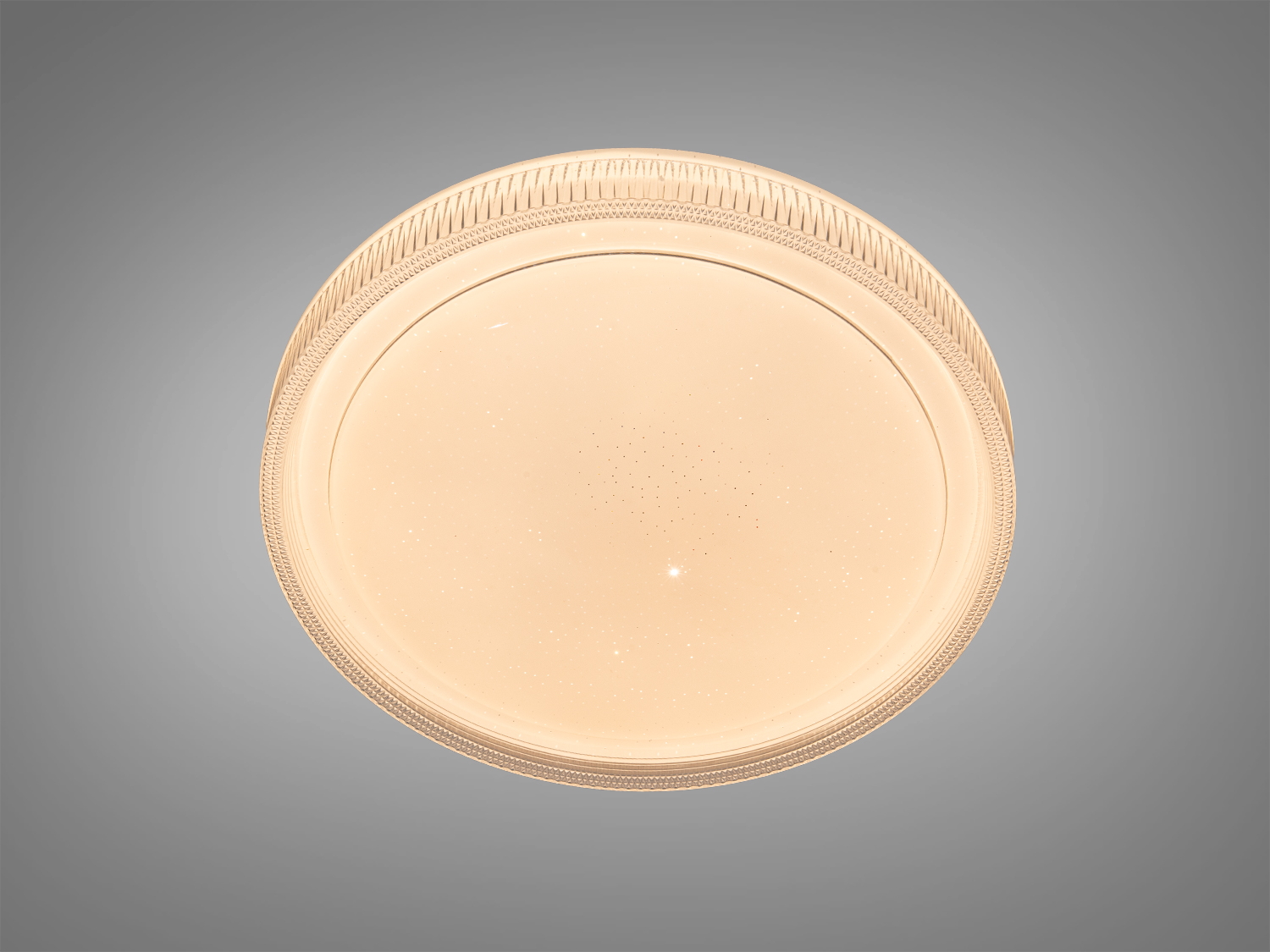 Кругла стельова лампа з теплим білим світлом, підходить для затишних кімнат. Виготовлена з матового матеріалу для рівномірного розподілу світла.