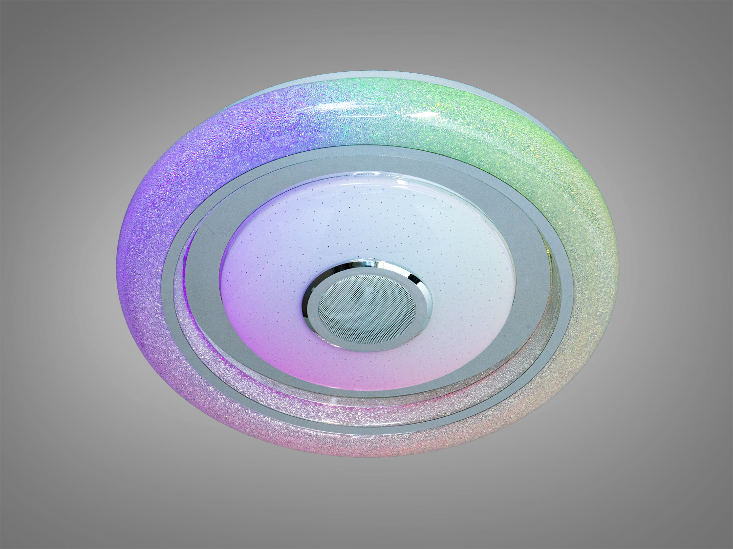 Кругла лампа з кольоровим світлодіодним підсвічуванням, стильний дизайн, підходить для вітальні або спальні.