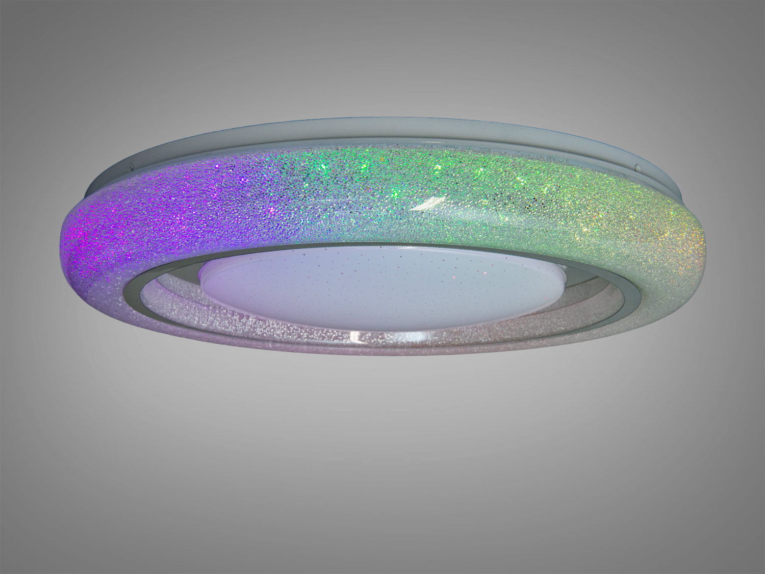 Біла стельова лампа з матовим покриттям, підходить для офісних приміщень. Оснащена енергоефективними світлодіодами для тривалого використання.