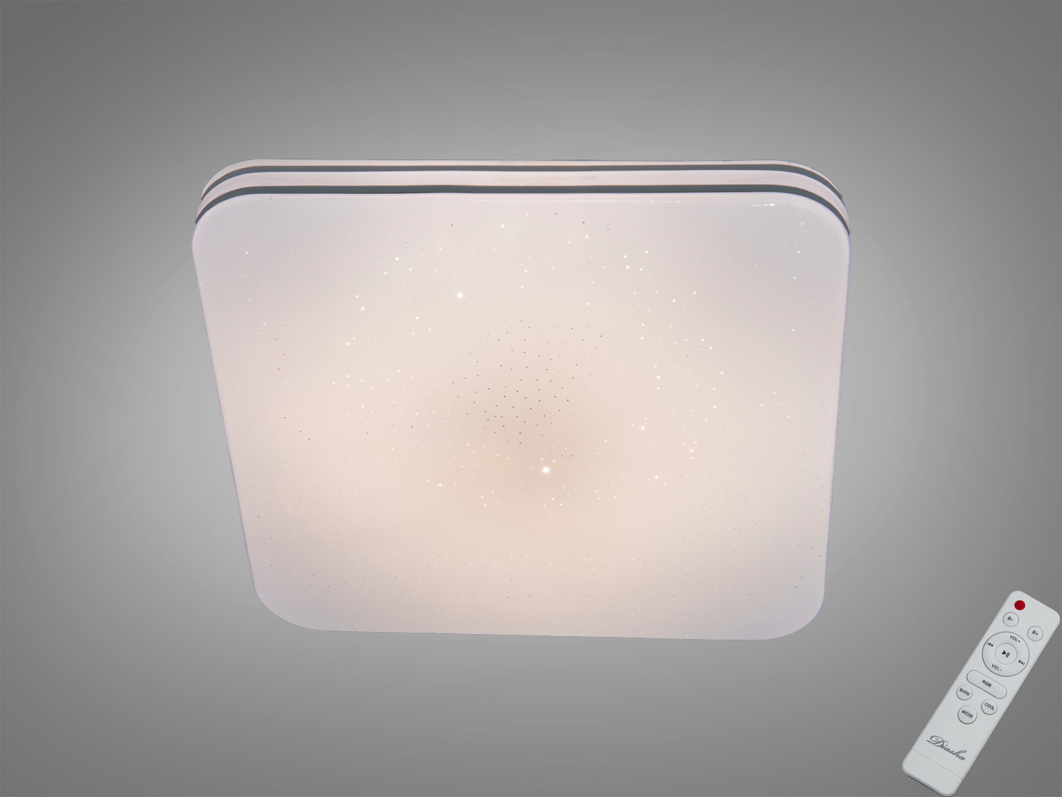 Світлодіодна стельова лампа квадратної форми з пультом дистанційного керування. Призначена для створення затишного освітлення в інтер′єрі.