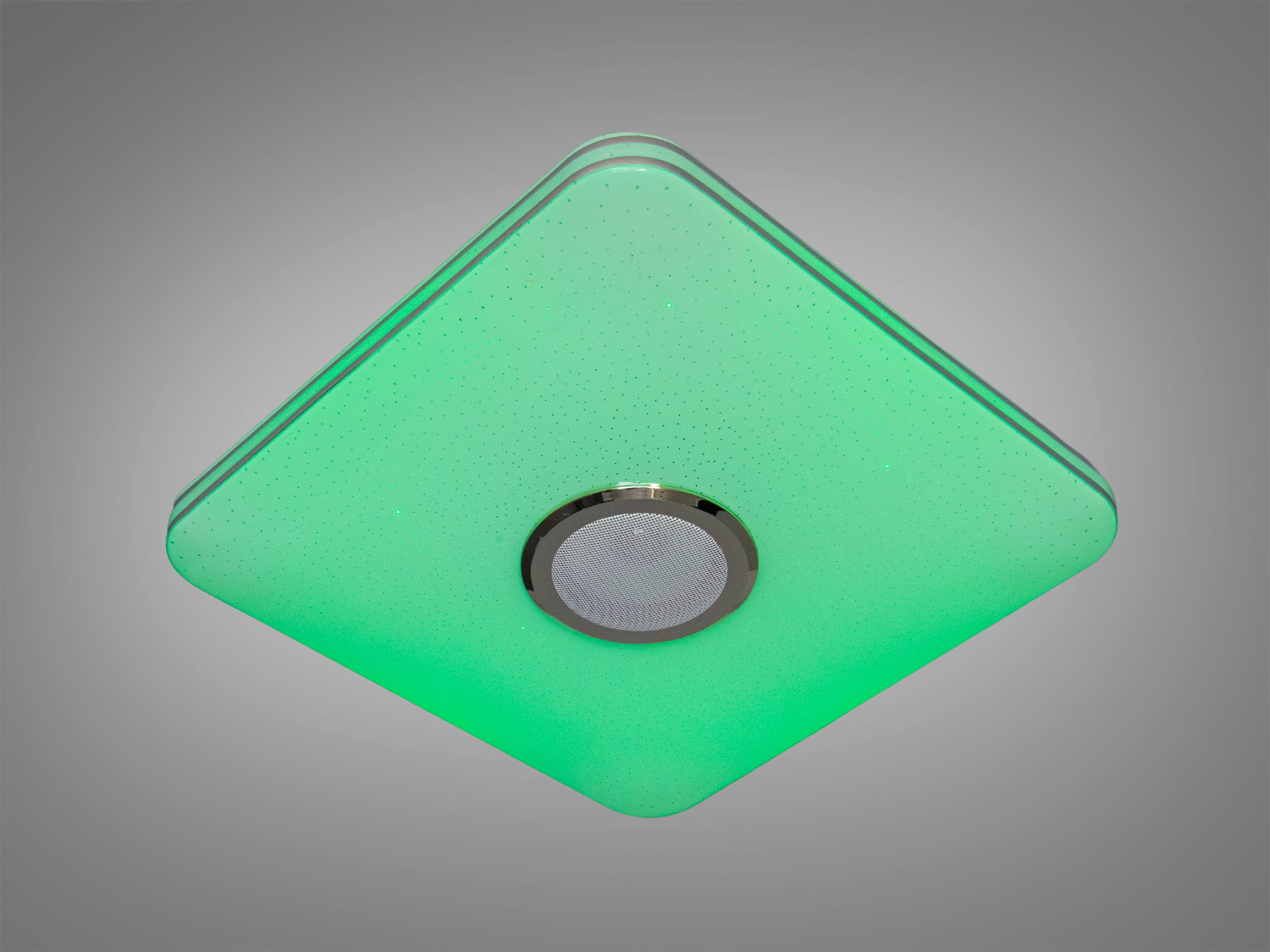 Світильник квадратної форми з зеленим світлом, оснащений динаміком для музики, підходить для вітальні.