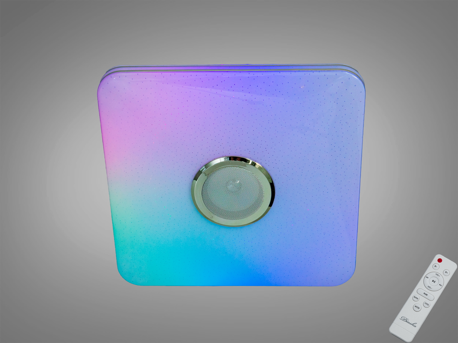 Світильник квадратної форми з пультом дистанційного керування, створює різнокольорове освітлення, підходить для сучасного інтер′єру.