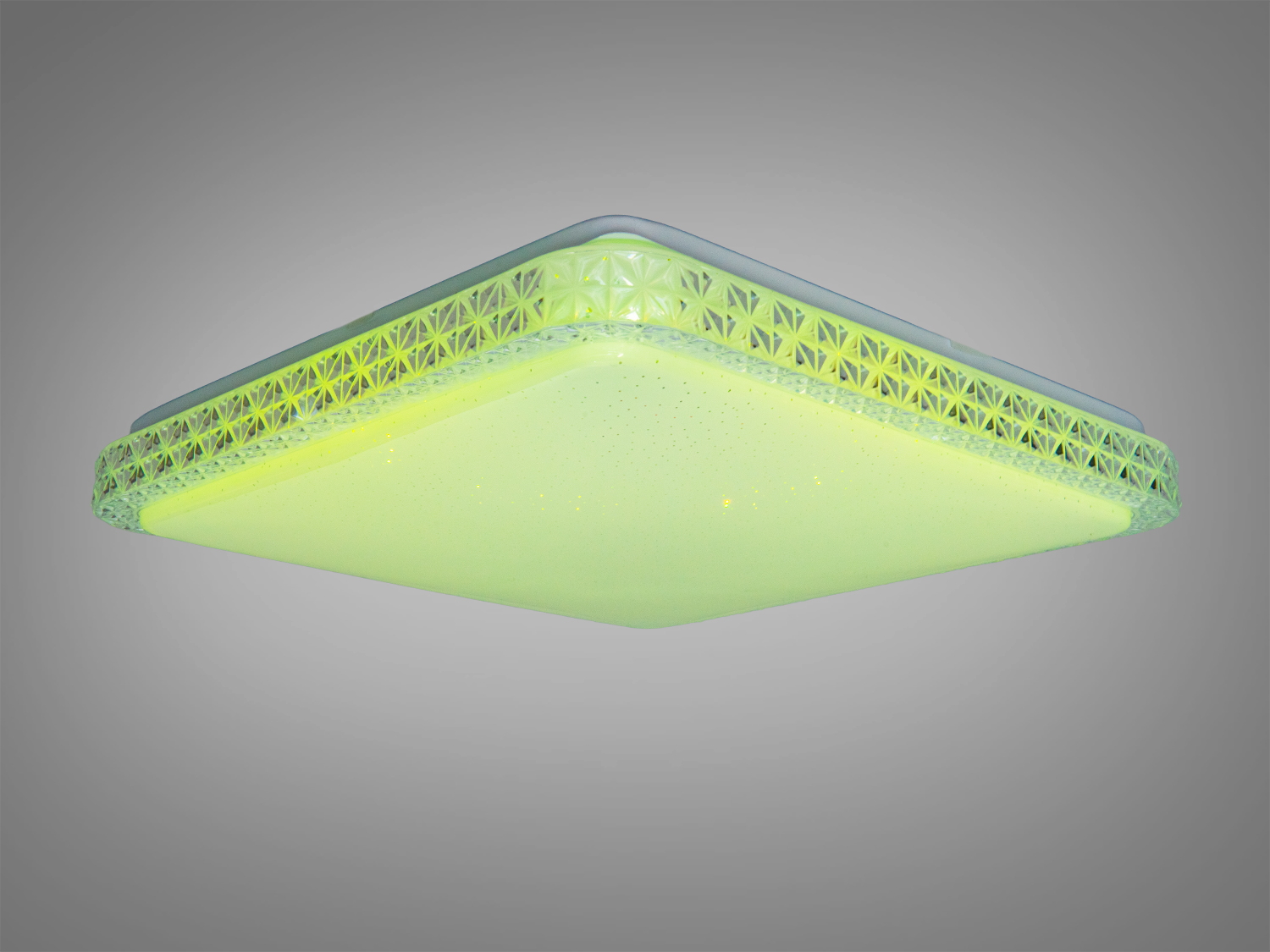 Квадратна світлодіодна лампа з декоративним візерунком по краю, підходить для монтажу на стелю.