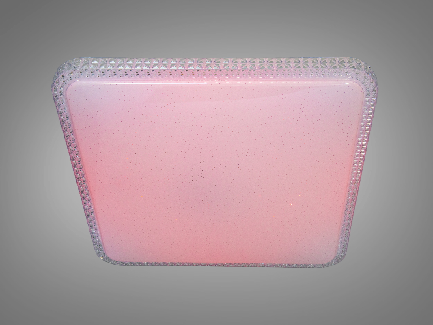 Стельова лампа з рожевим світлом, квадратна форма, прозора рамка з візерунком, ідеальна для спальні або дитячої кімнати.